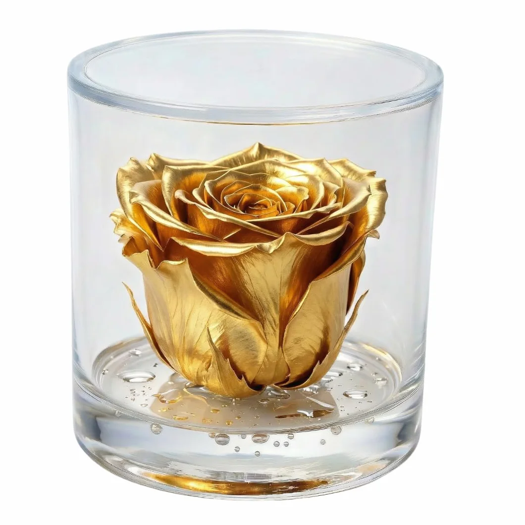 Box Tondo Rosa Oro stabilizzata Profumata plexiglass 9cm Idea Regalo Nozze Matrimonio Anniversario 50 Anni Fatto in Italia