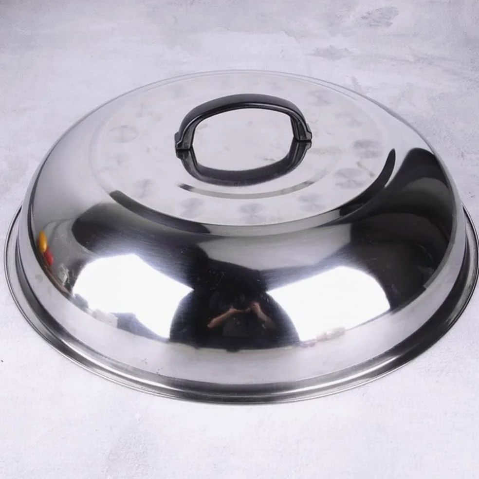 Coperchio universale in acciaio inox rotondo a cupola in ghisa, coperchio di ricambio per padelle, padelle e padelle in ghisa, 48 cm