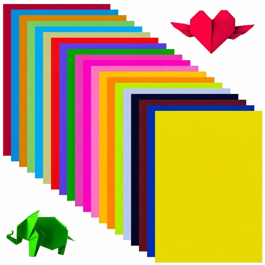 Carta Origami Colorata A4 20 Colori Vivaci Fronte-Retro 100PCS 297x210mm