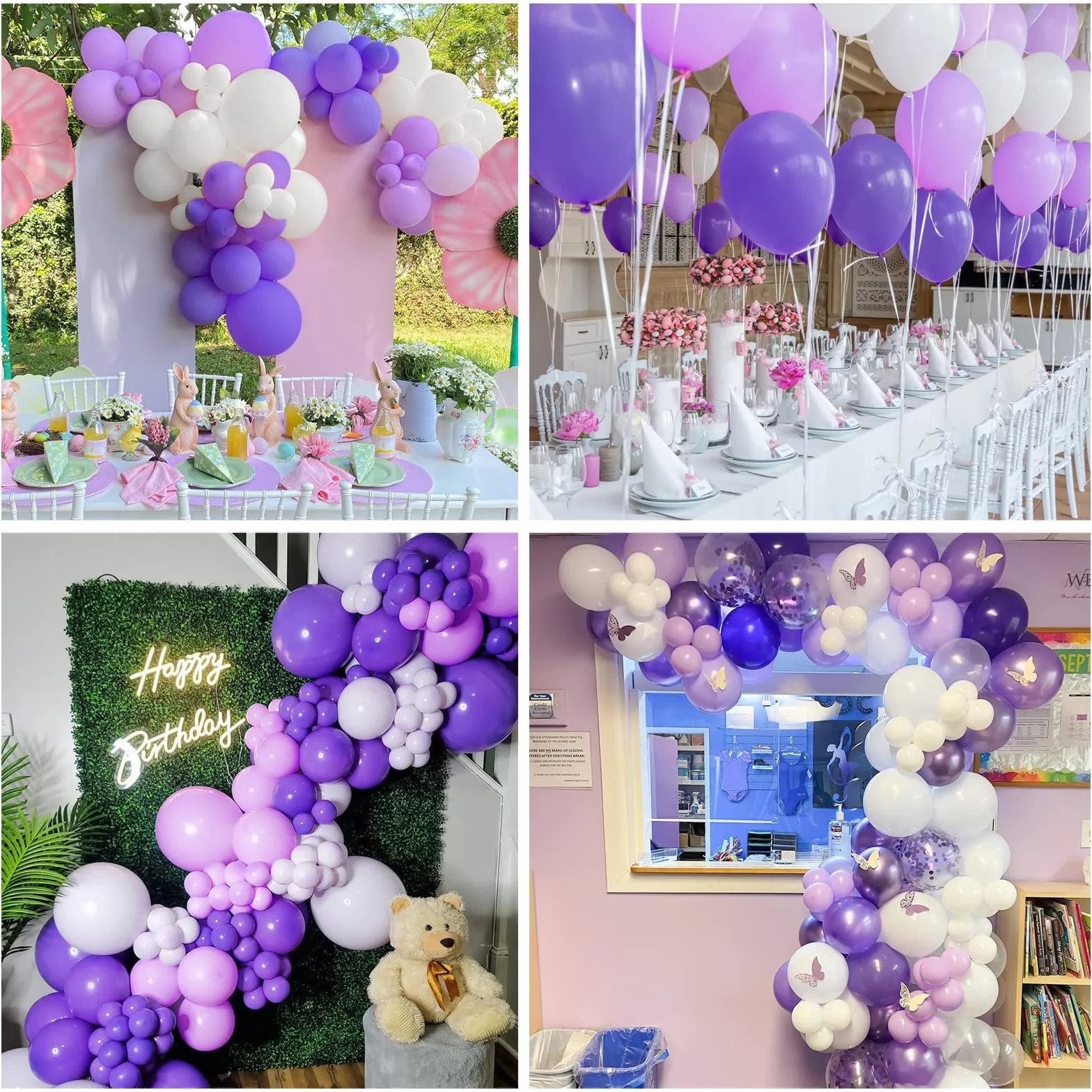 30Pcs Palloncini Viola, 12 Pollici Lilla Confetti Palloncini, Lattice Elio Scuro Lilla e Bianco Palloncini con Compleanno Matrimonio Anniversario Bambini Baby Shower Feste Decorazioni