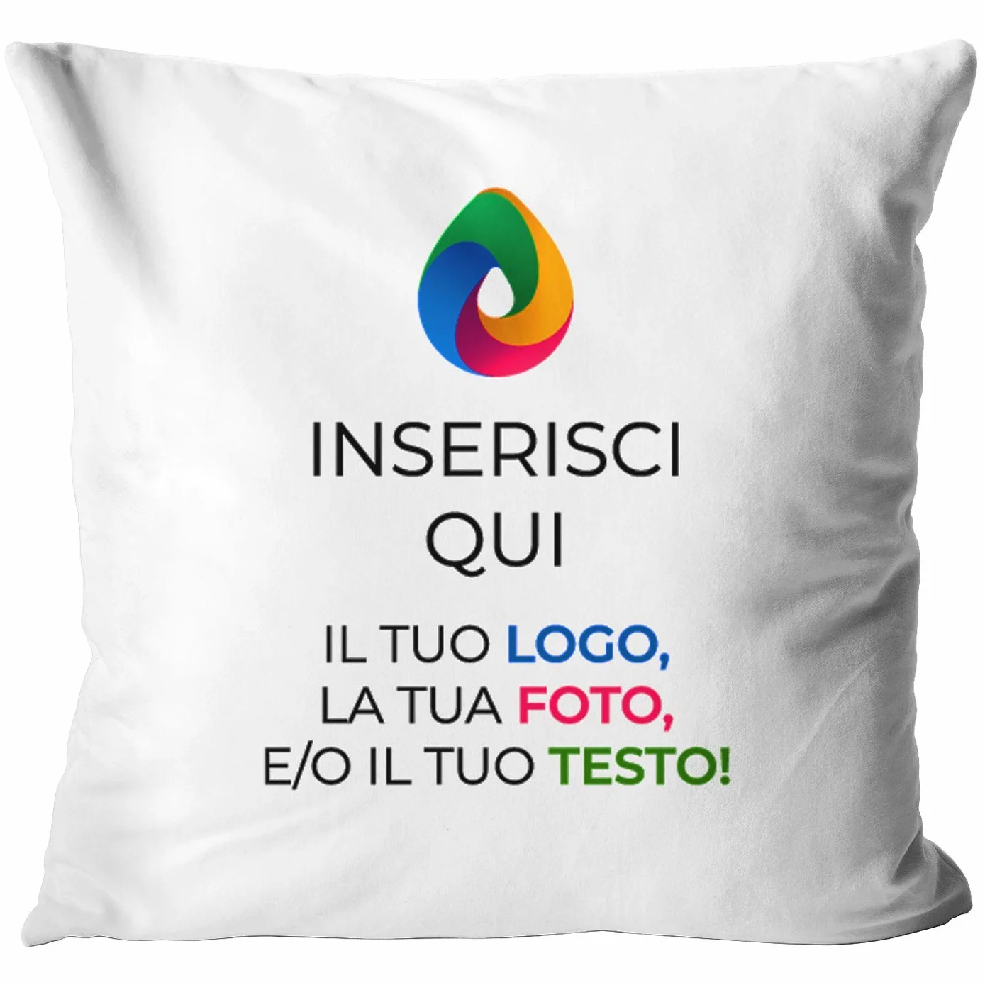 Cuscino Personalizzato con Foto e Scritte, Fronte-Retro, 40x40, Sfoderabile e Lavabile
