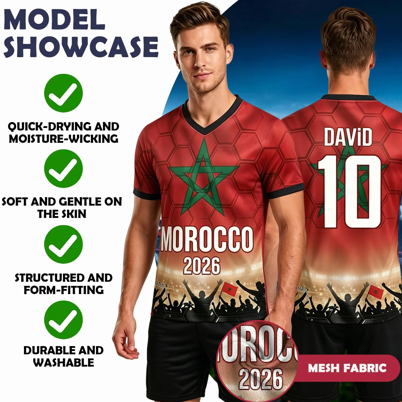 Generico Maglia Personalizzata Mondiali 2026, Maglie da Calcio Personalizzabili con Nome E Numero, Maglie Calcio Personalizzabili per Adulti E Bambini, Maglia Calcio Comoda E Traspirante
