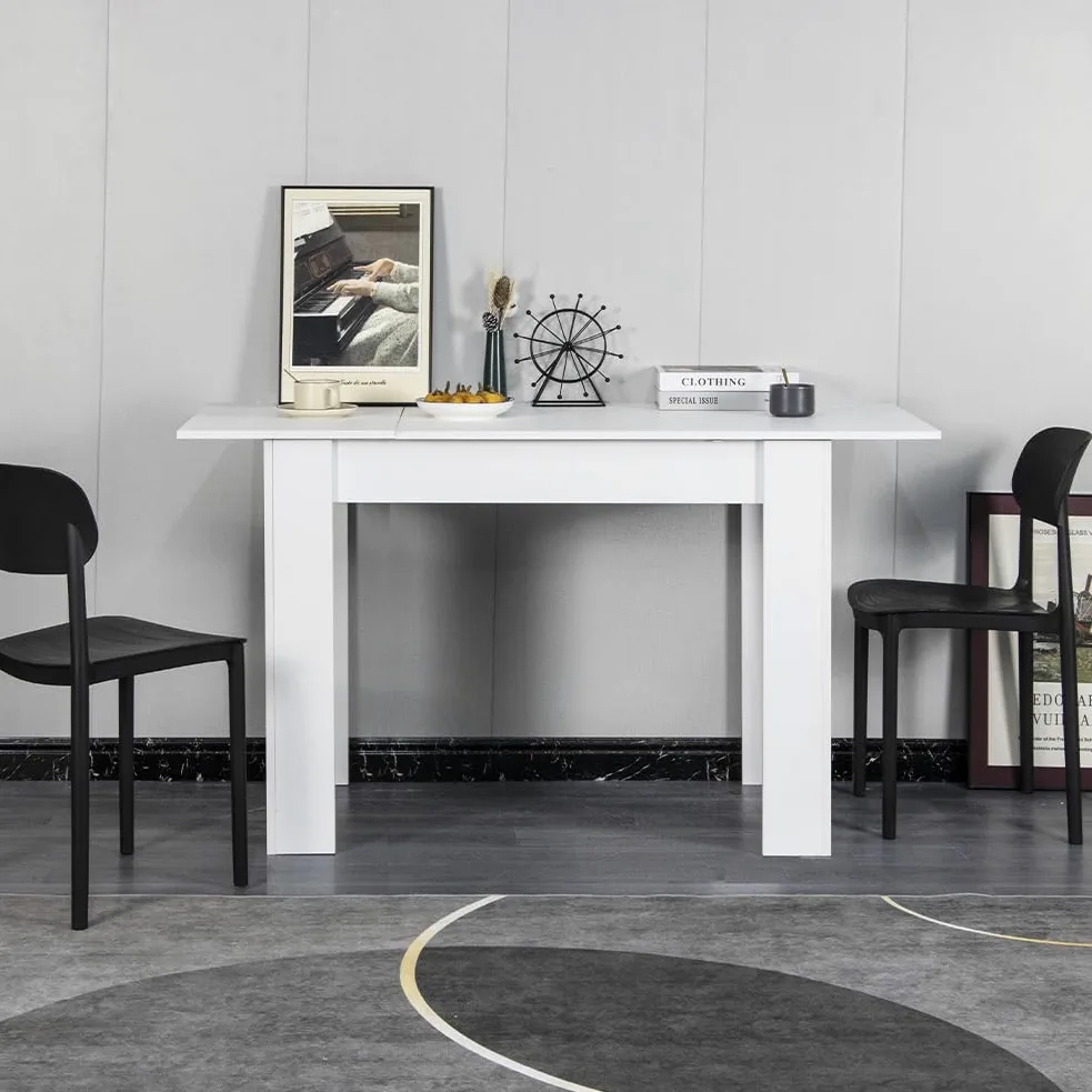 Shally Dogan Tavolo Allungabile Sala da pranzo Bianco da 110 x 70 cm a 150 x 70 cm, Design Moderno, Estensibile Salvaspazio, Ideale per Sala Pranzo, Soggiorno, Cucina, Arredamento Interno, (Bianco)