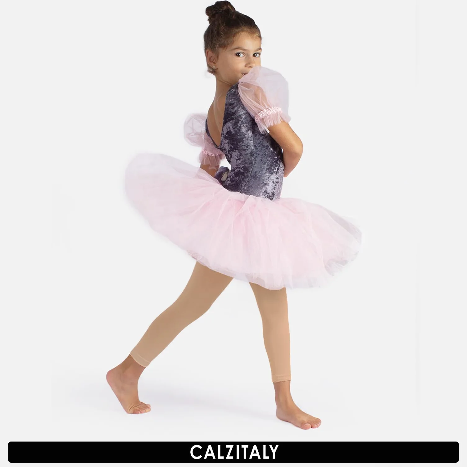 Collant senza piedi bambini 60 den nero rosa calze italiane leggings ballet