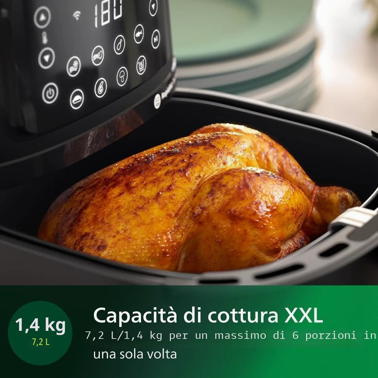 Philips Serie 5000 Airfryer XXL Connessa – 16 Funzioni di Cottura, Fino al 90% di Grassi in Meno, Compatibile con App e Alexa, Capacità 7.2L, Facile da Pulire, Ricette Salutari (HD9285/90)