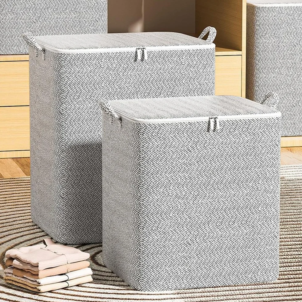 Organizer per Armadio Grande Capacità 220 L, con Coperchio con Cerniera e Divisori Pieghevoli per Cassetti, Scatole per Vestiti per Scaffali