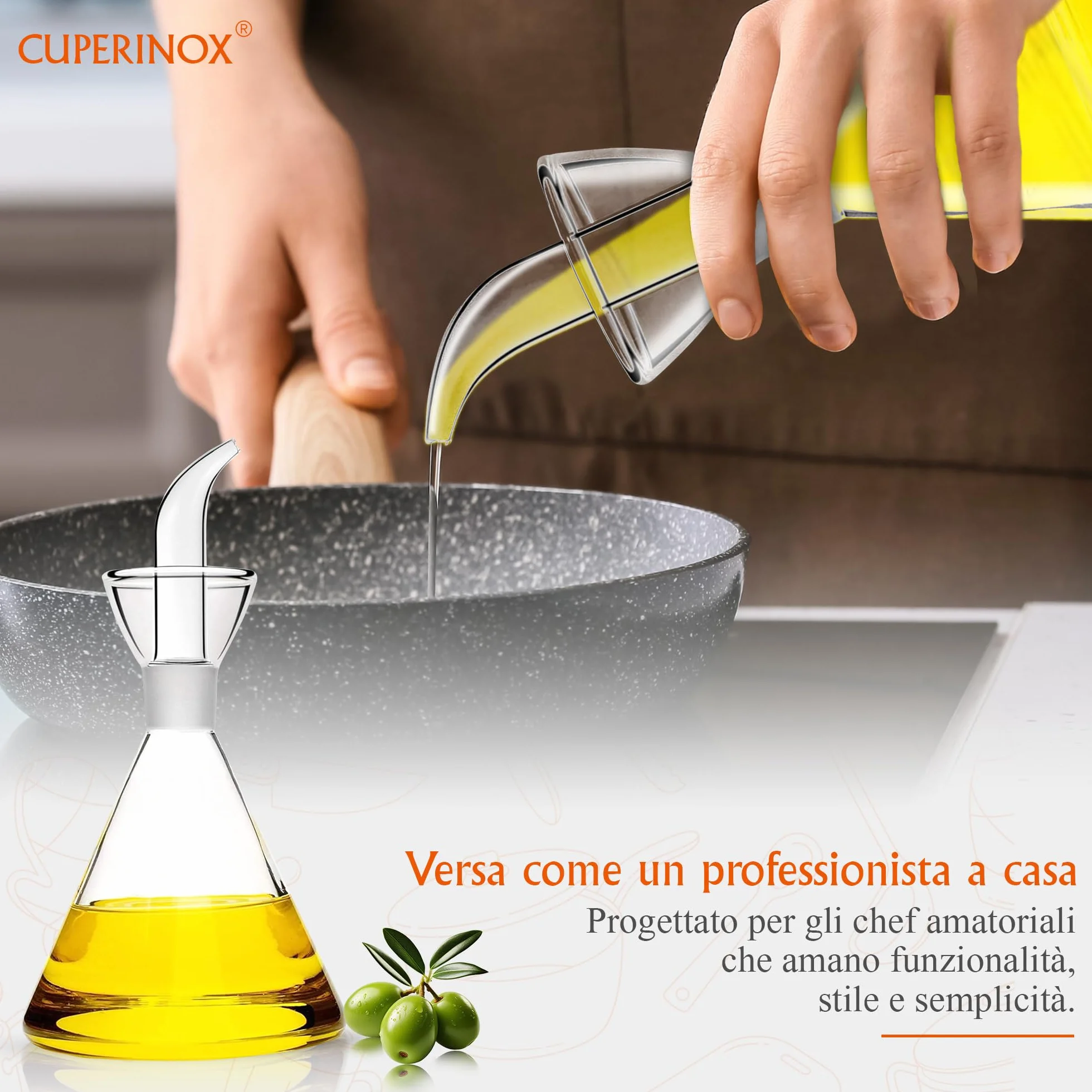 Oliera in Vetro Antigoccia per Olio d'Oliva 250 ml