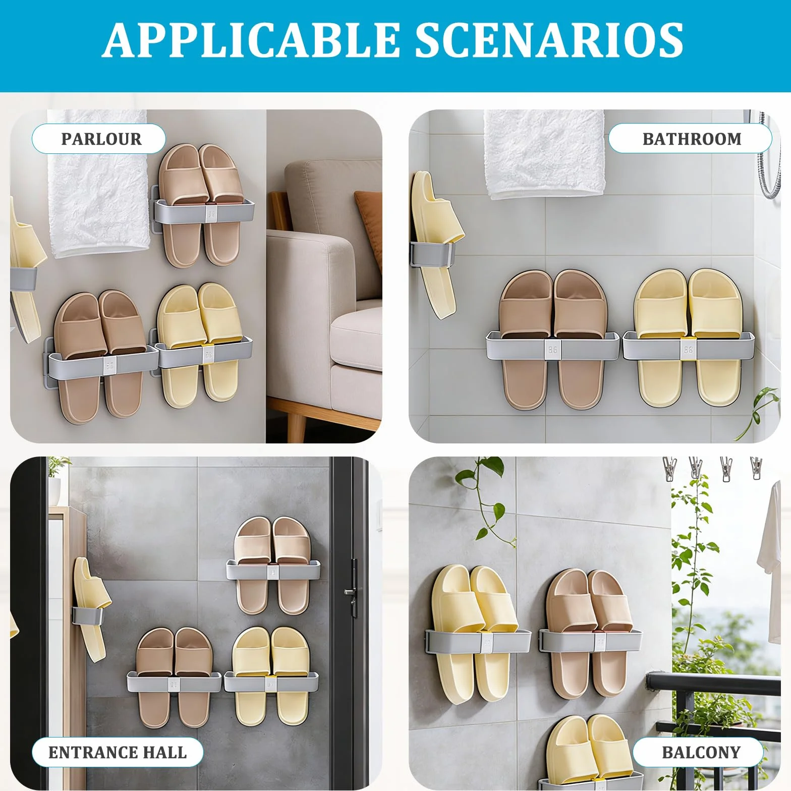 Organizer Scarpe Scaffale Parete 4 Pezzi Grigio