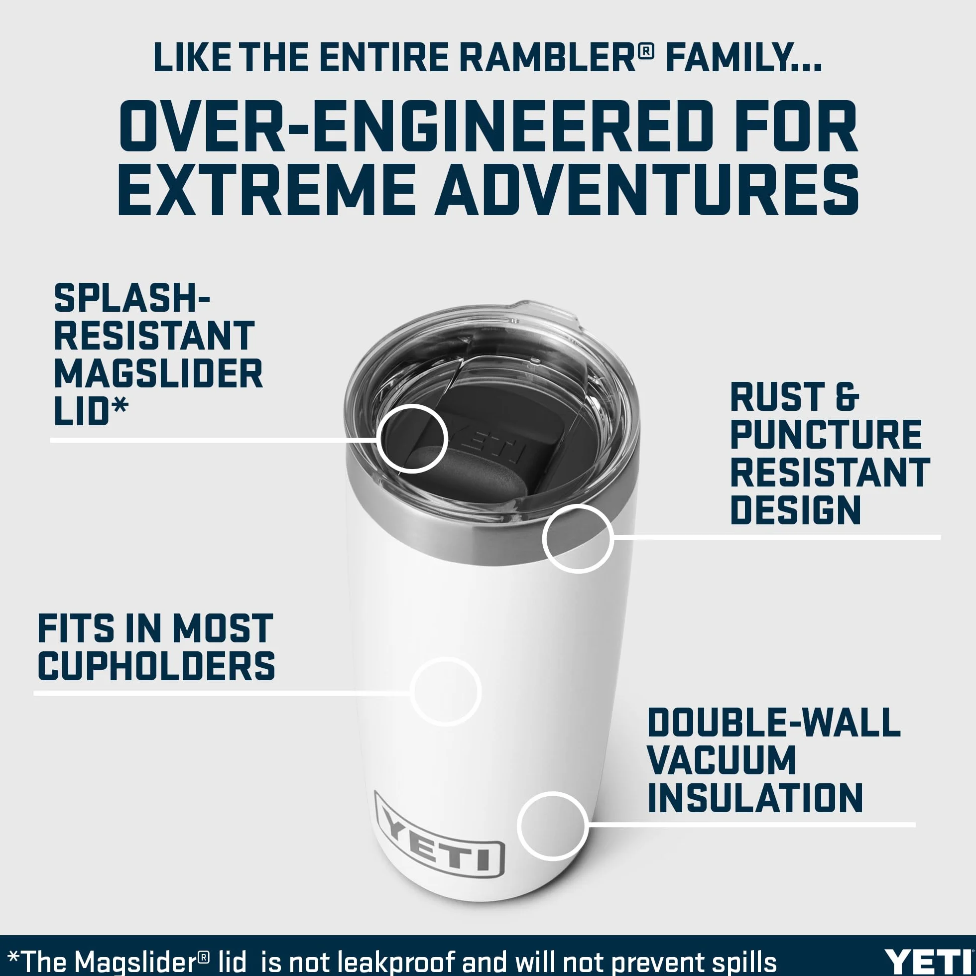 YETI Rambler Tumbler Vacuum Insulated Stainless Steel 10 oz with Magslider Lid White