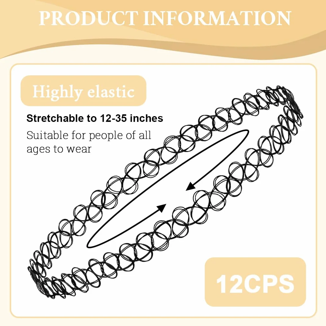 JEYORZY Choker Nero Vintage alla Moda Collana Elasticizzata Tatuaggio Donna regolabile