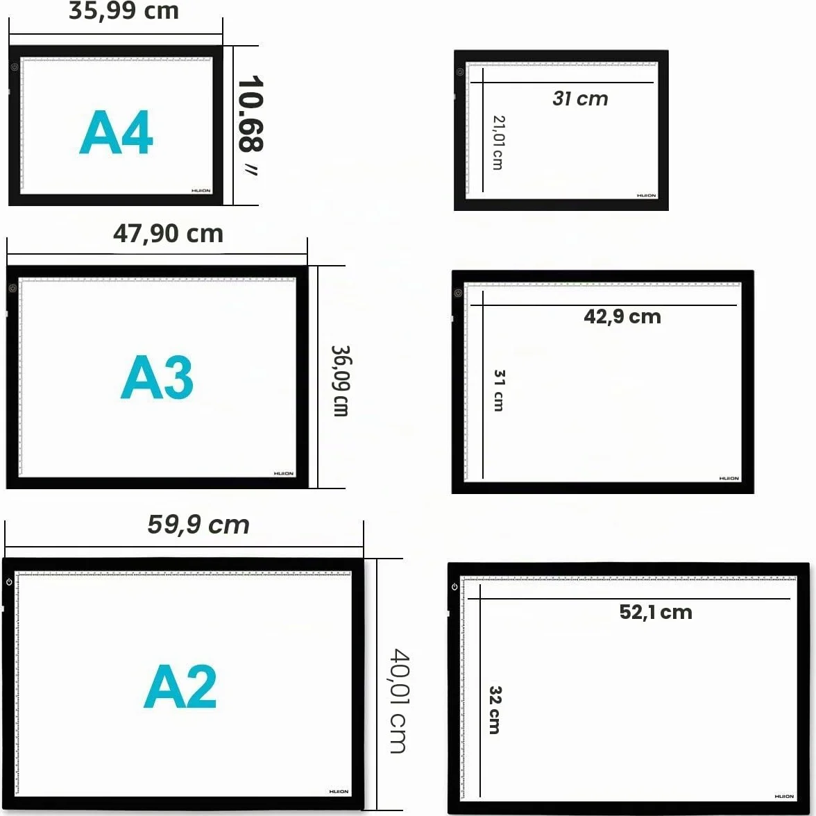 HUION Tavoletta Grafica A3 Scatola Luminosa LED con Luminosità Regolabile per Disegno Tracciamento
