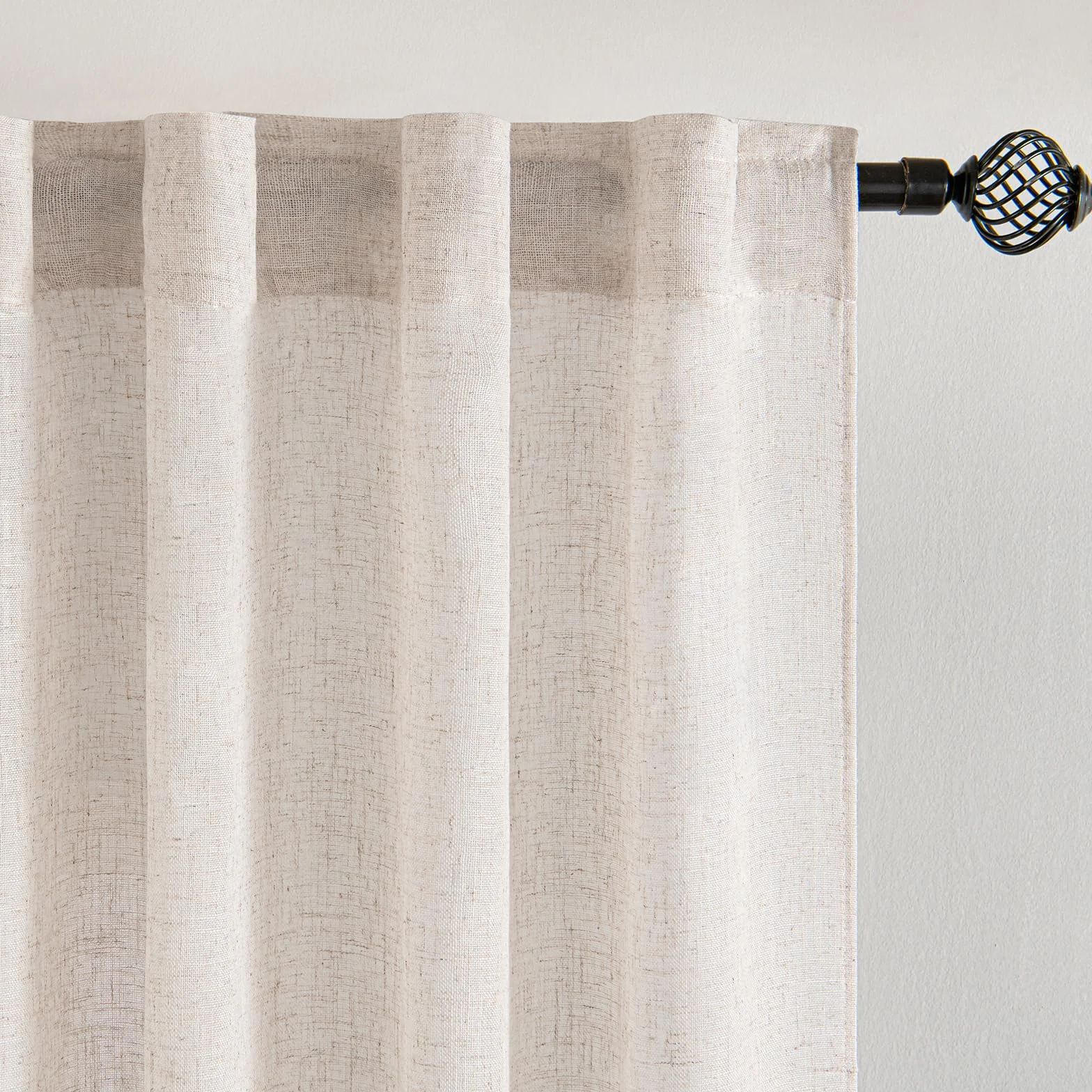 MIULEE Lino Tende Finestre Tenda a Pannello Traslucido Tende Moderne a Vela Trasparente per Porte Balcone Adatte per Soggiorno Camera da Letto 2 Pezzo Set Lino Naturale Bianco 140x260 cm