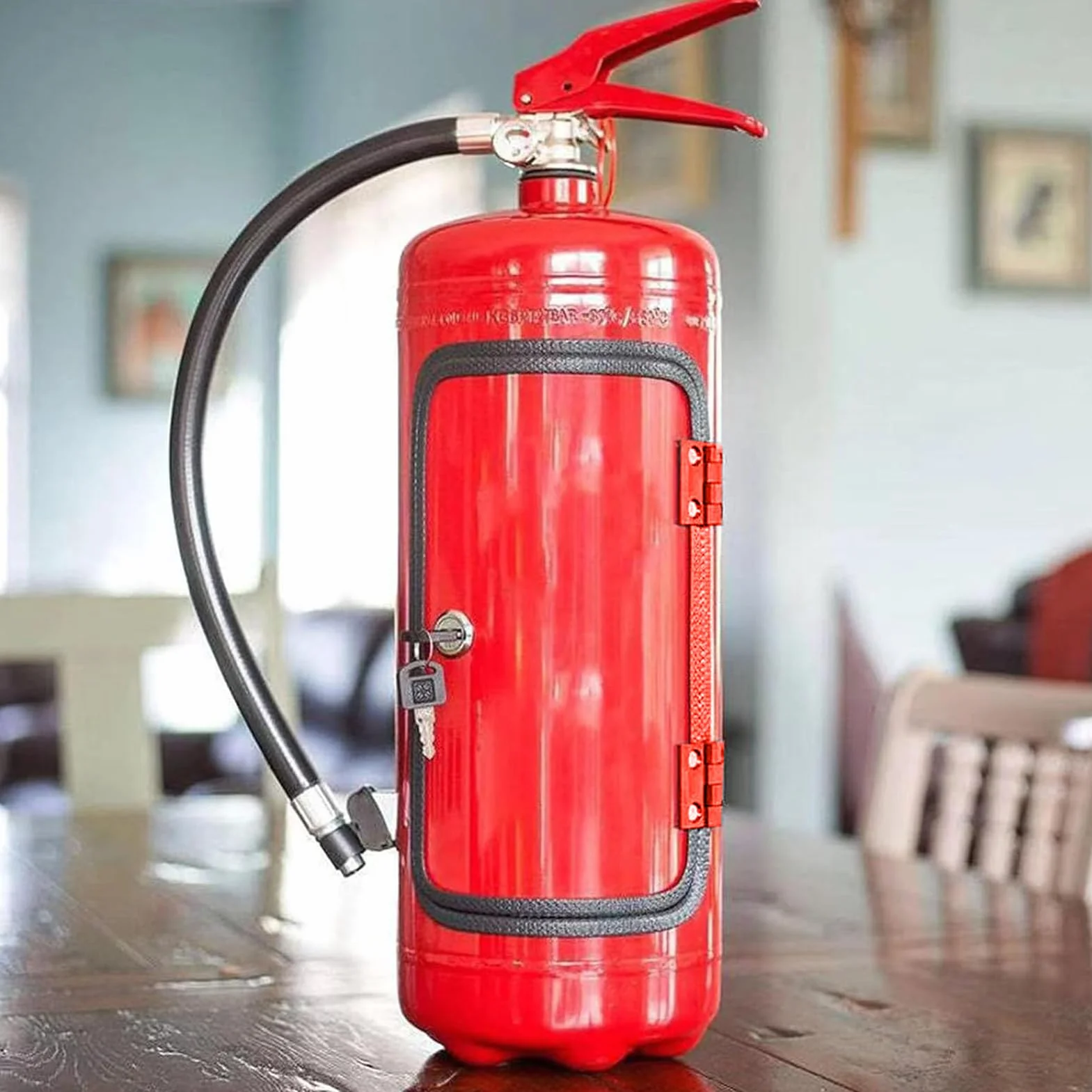 Estintore, bar mobile, metallo, per gli amanti del whisky e dei pompieri, scatole di immagazzinaggio per vino Liquore, armadio da vino, decorazione per ufficio