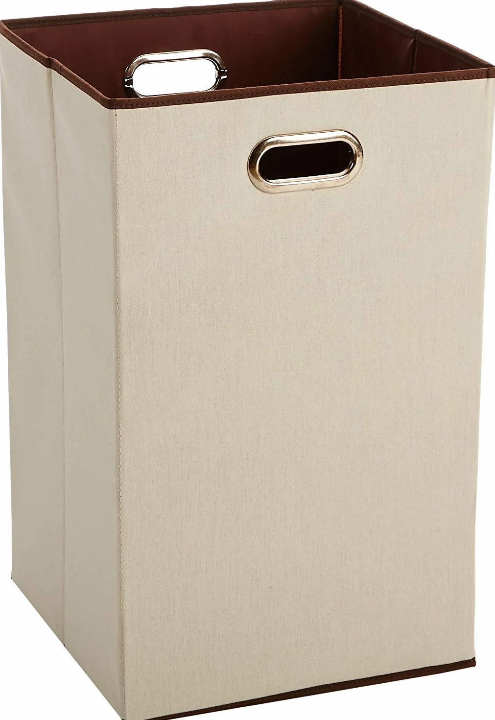 Amazon Basics Rettangolare Cesto portabiancheria pieghevole, Beige,Marrone