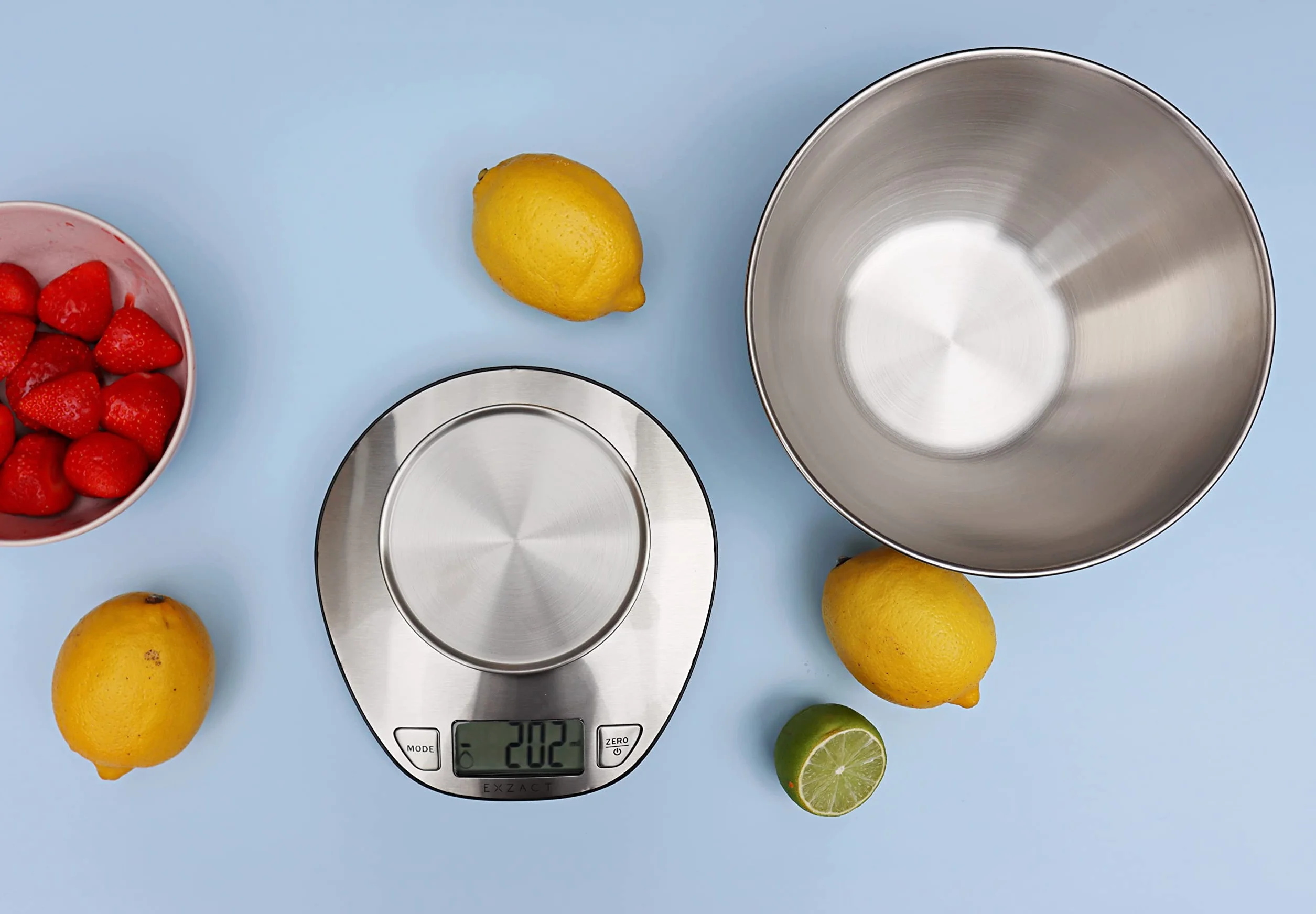 Exzact Bilancia da cucina digitale in acciaio inossidabile - Bilancia con Ciotola Rimovibile - Funzione Tara - Max Capacità 5 kgs - Bilancia da Cucina Elettronica