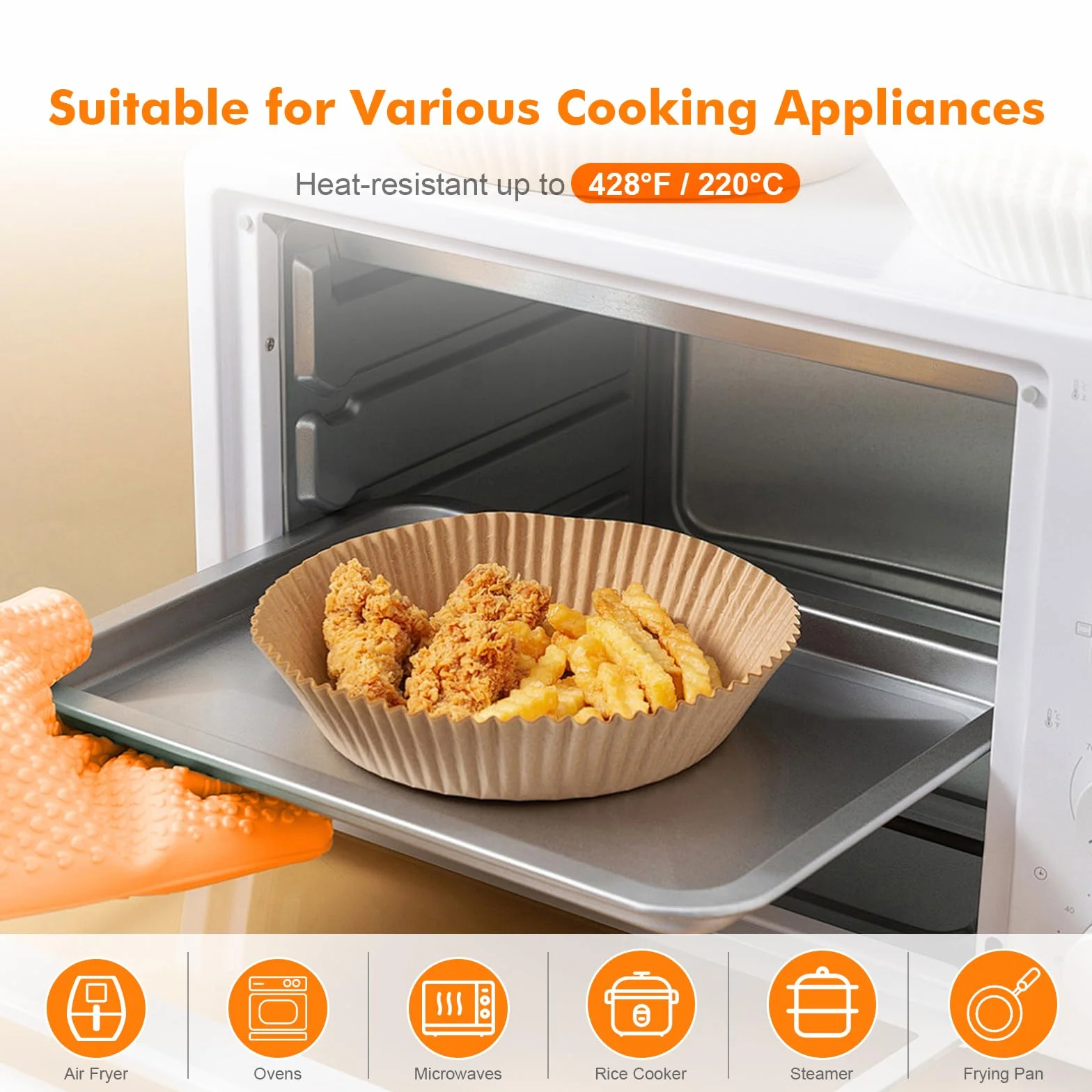 GRIFEMA Carta Forno per Friggitrice ad Aria Calda, Rotonda 100PCS, 16-20 cm, 2.2-4.5L, BPA Free