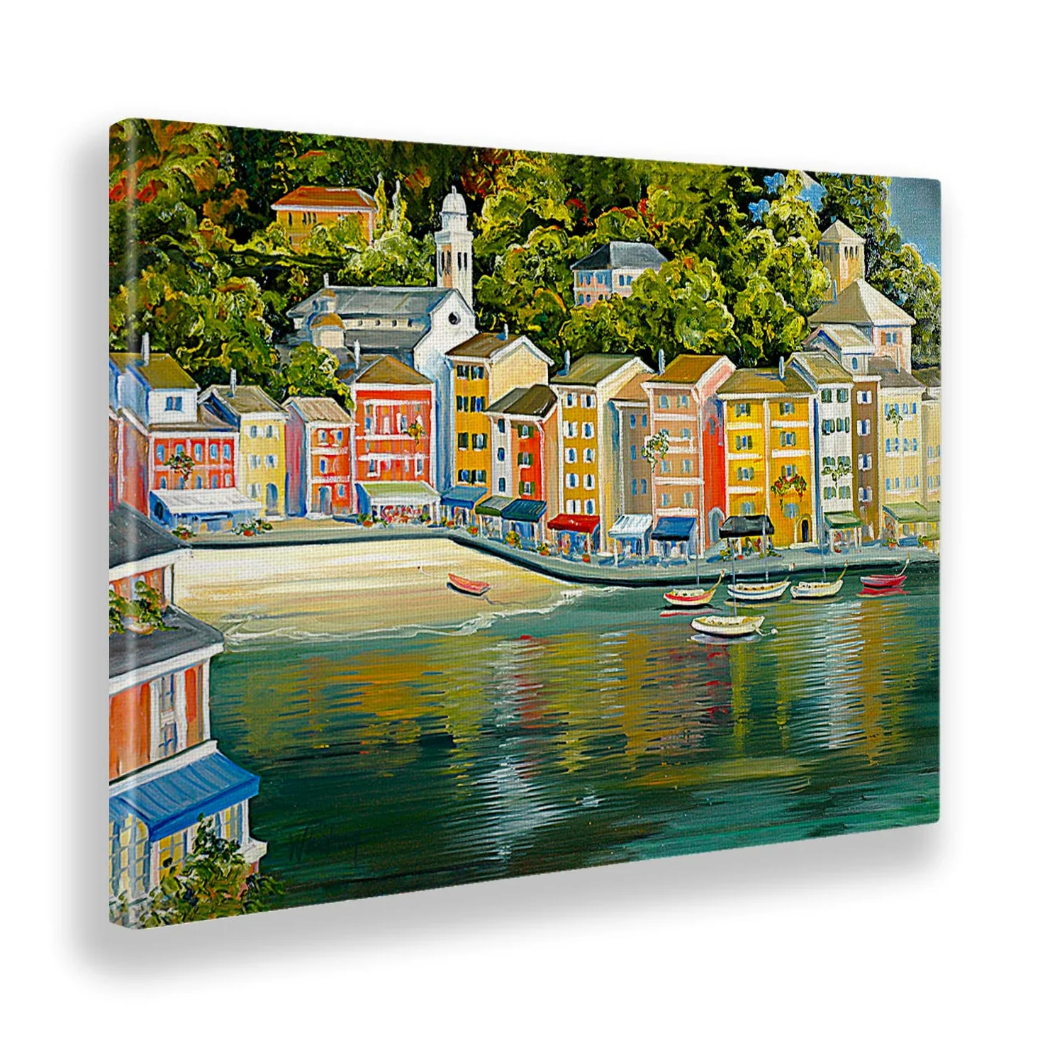 Giallobus - Quadro - Tisha Whitney - Portofino - Tela Canvas Telaio Standard - 140x100 - Pronto da Appendere - Quadri Moderni per la casa