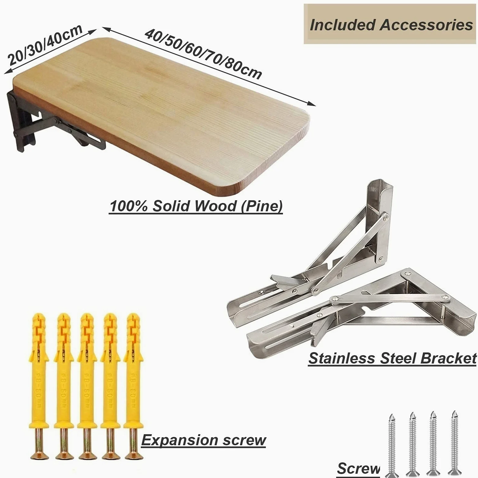 Tavolo da muro pieghevole per soggiorno, legno massello e staffe in acciaio inox | Tavolini da parete Tavolo da lavoro Tavolo da pranzo Tavolo da pranzo Appeso Scrivania per computer, Design moderno