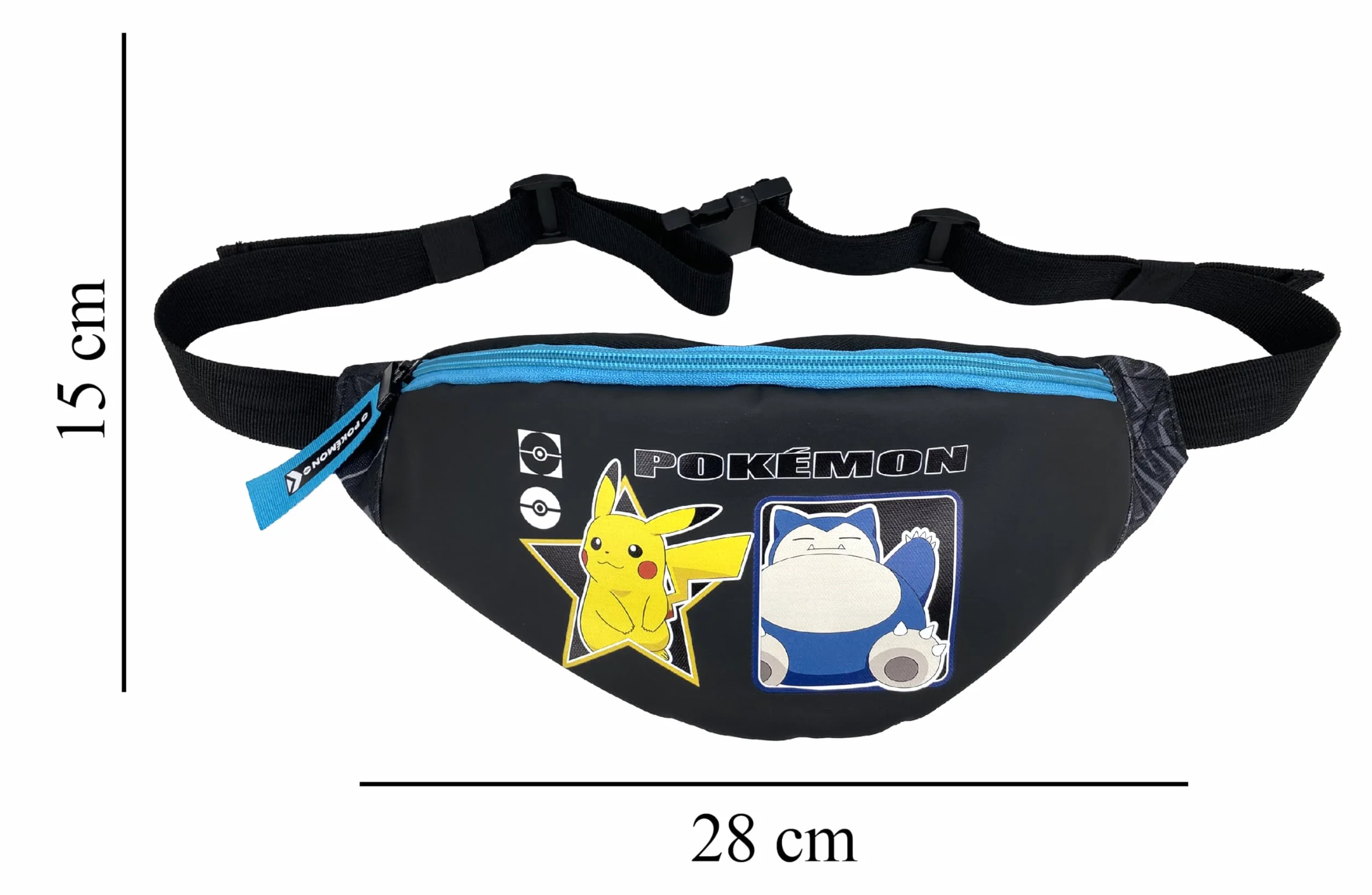 Marchi CyP- Pokémon- Marsupio, Geo, Borsa a tracolla, Colore nero, Unisex, Prodotto ufficiale