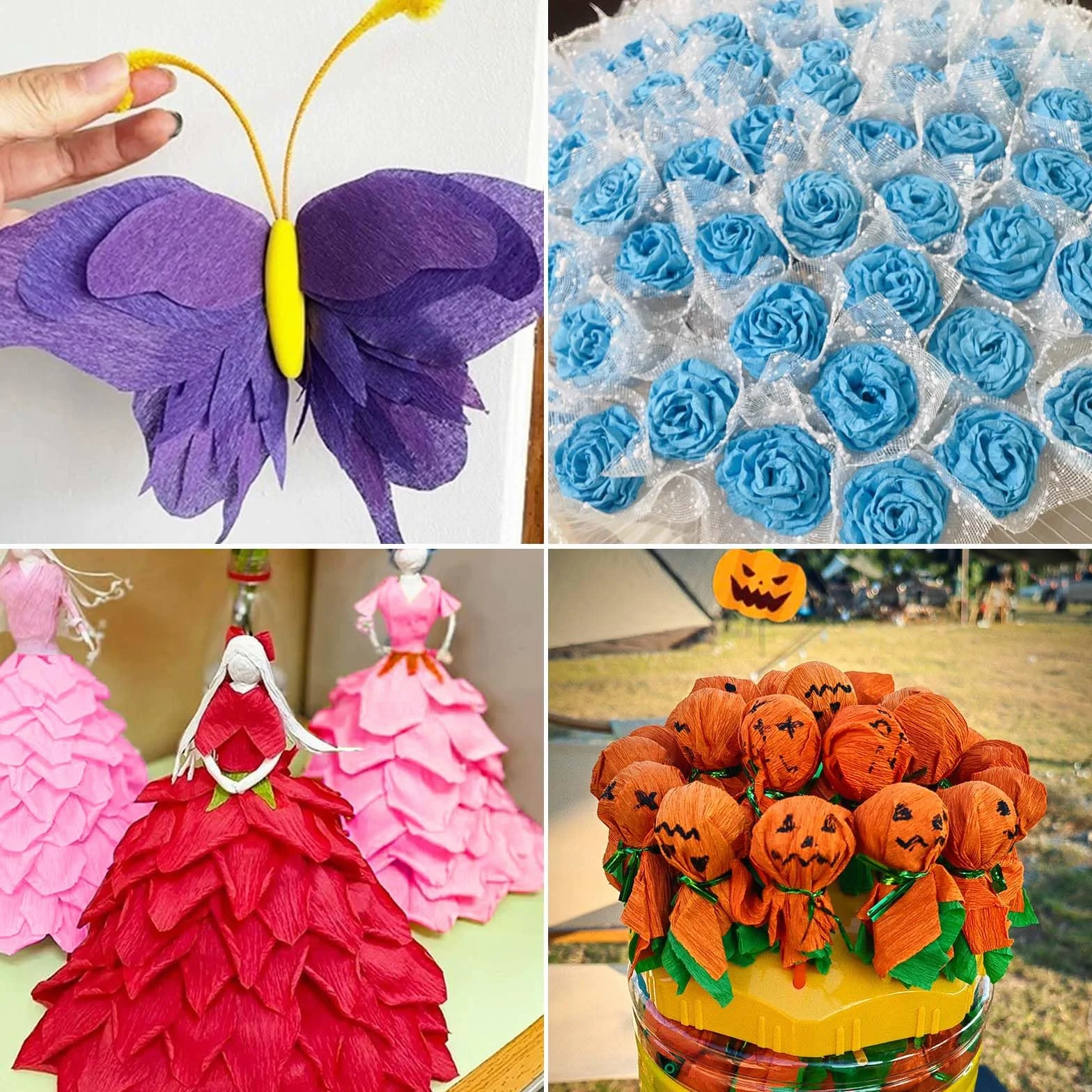 Carta Crespa Colorata 7 Rotoli Decorazione per Feste Matrimonio Compleanno