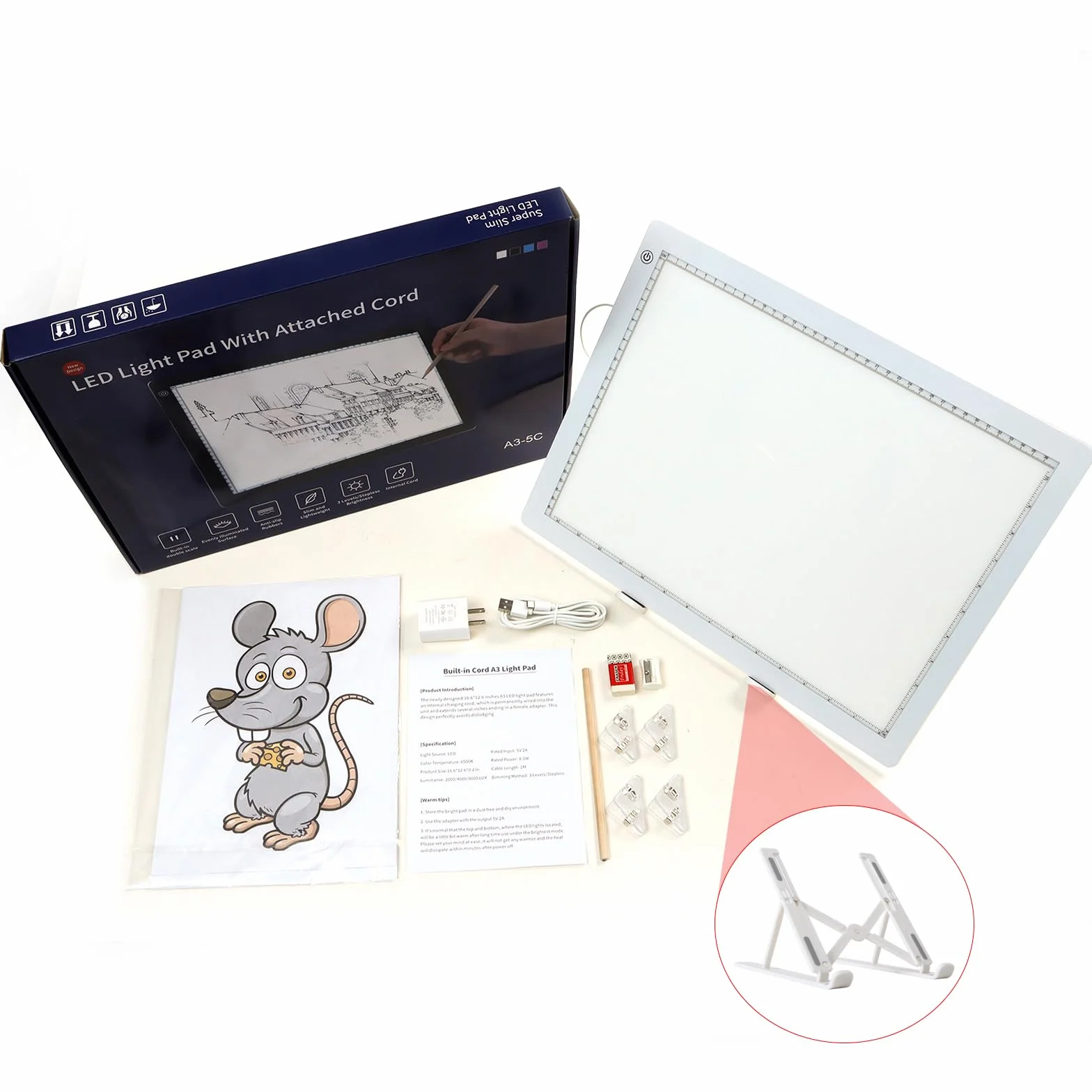 TOHETO A3 Lavagna Luminosa LED Tracing Light Pad 8000 Lux per Disegno e Tracciamento