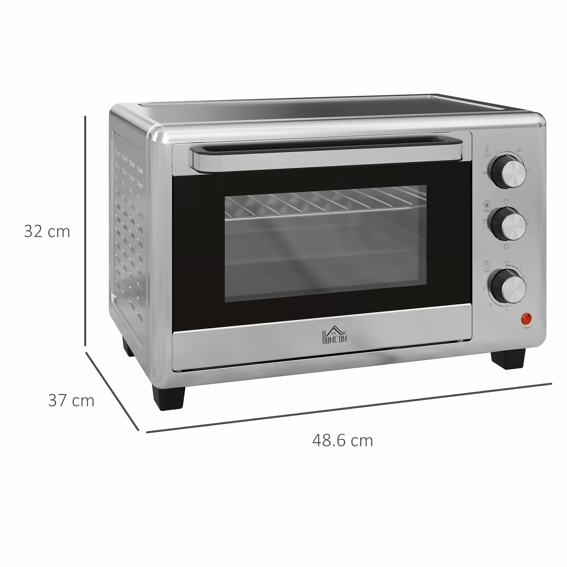 HOMCOM Fornetto Elettrico 30L, Mini Forno Elettrico 1600W, Argento