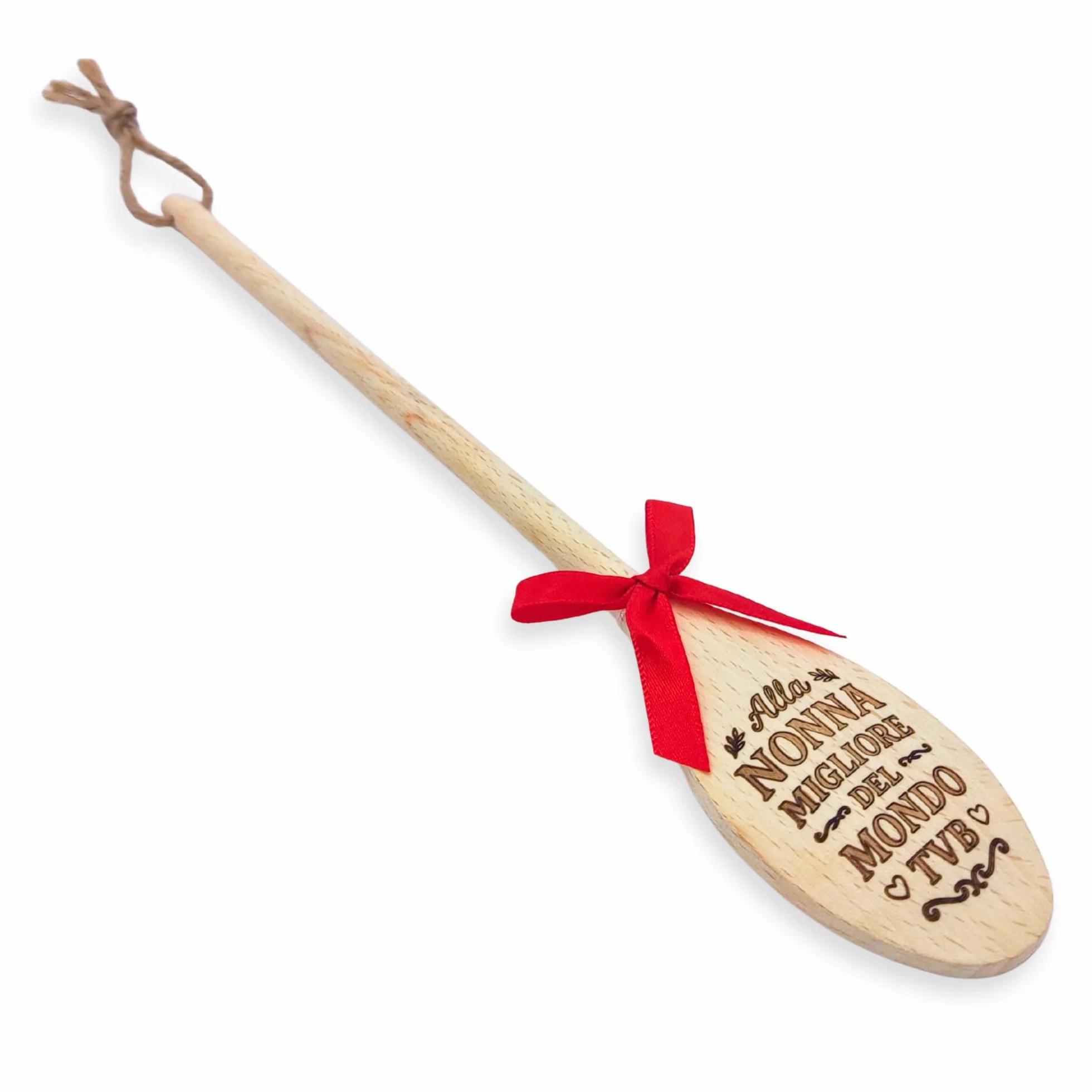 Cucchiaio in Legno 30cm Made in Italy con Incisione Laser Indelebile Regalo Festa dei Nonni