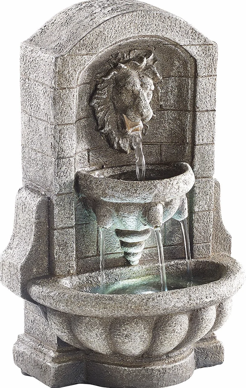 Infactory Luci per fontane da Interno - Fontana d'Acqua: Fontana da Interno illuminata Testa di Leone con LED e Pompa (Fontana da Interno con Illuminazione)