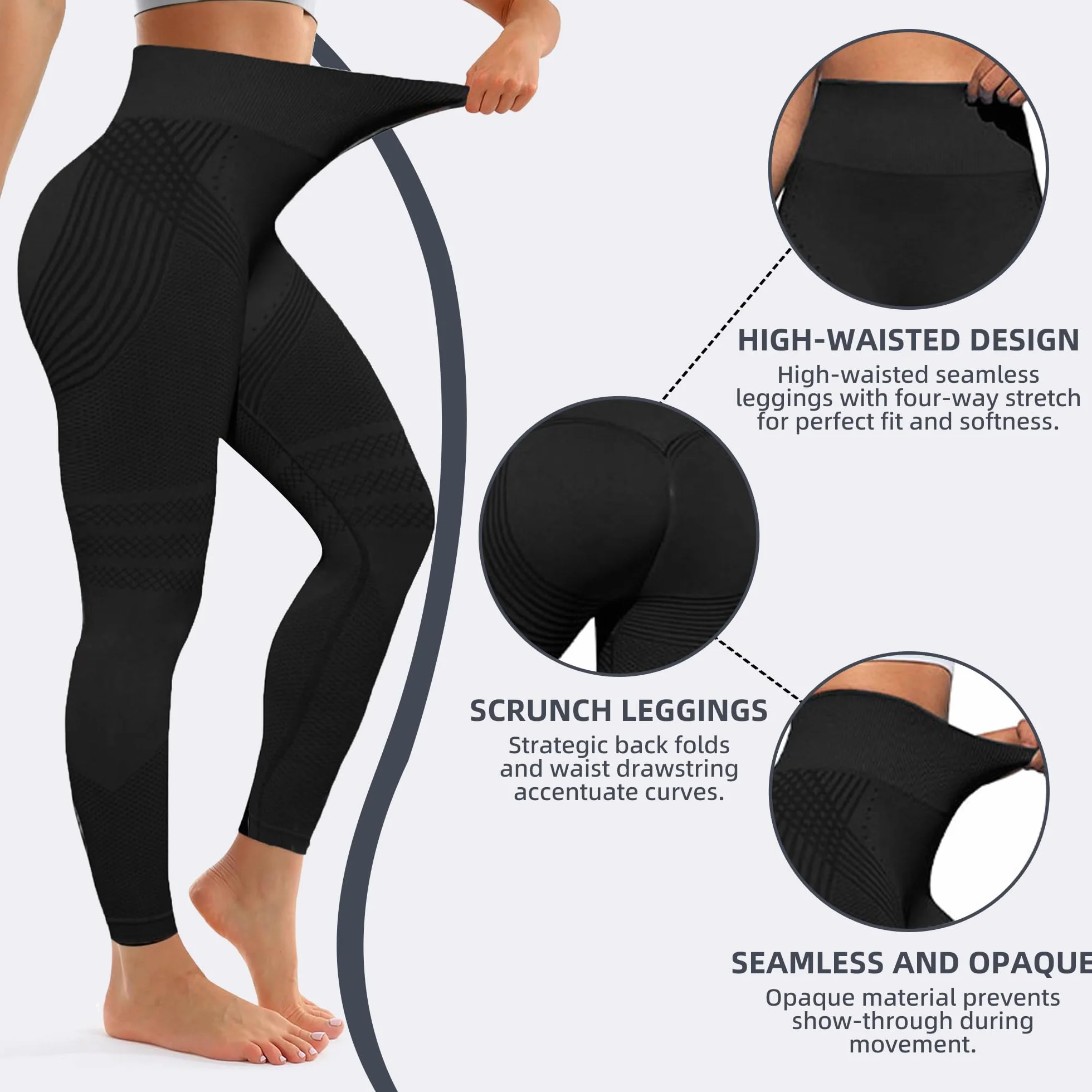 Leggins Anticellulite Donna Compressione Push Up Vita Alta Opachi Yoga Fitness