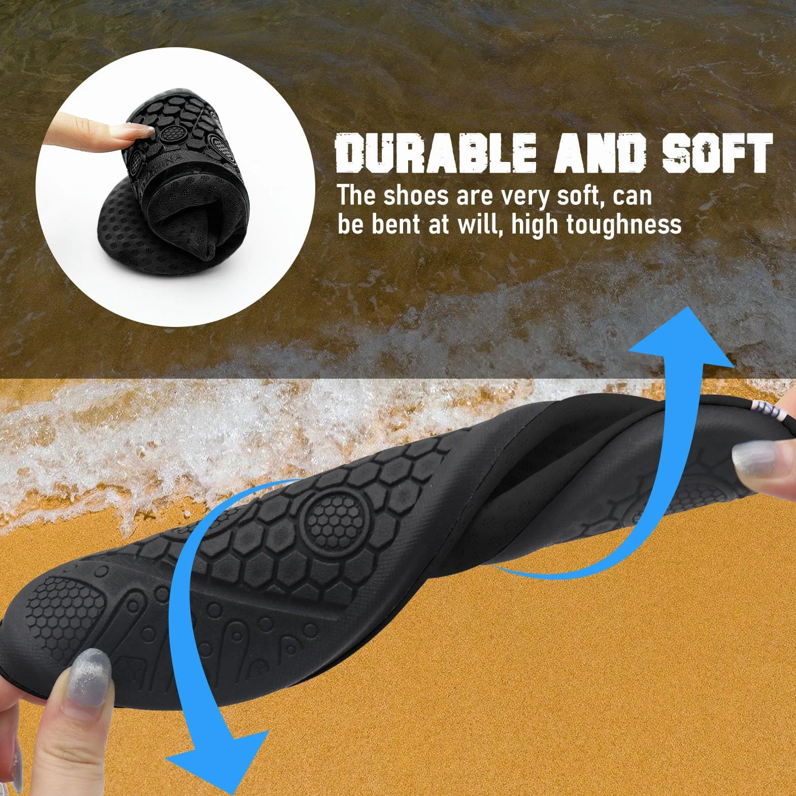 Scarpe da Nuoto Traspiranti per Spiaggia Sport Surf Uomo Donna Nero 38-39