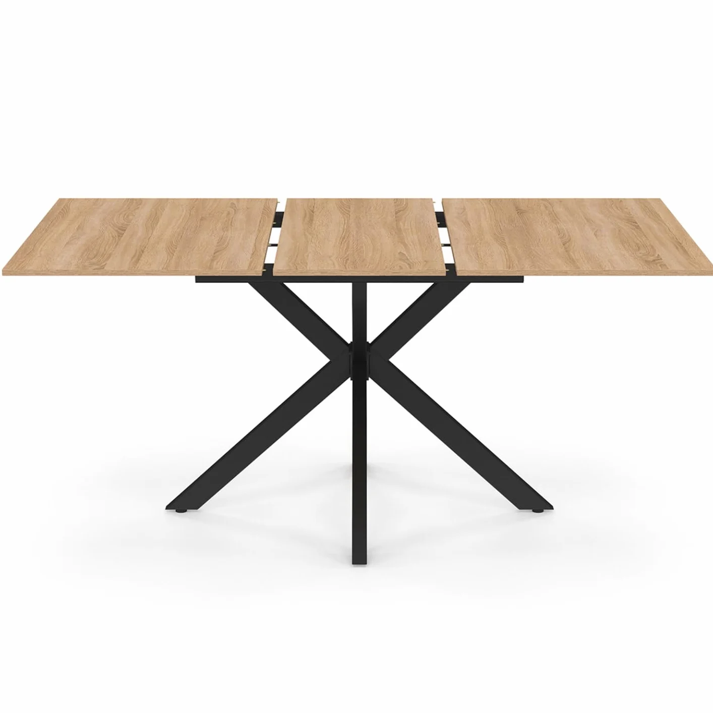 IDMarket - ALIX Tavolo da pranzo rettangolare allungabile per 4-8 persone con gamba in legno e ragno nero 120-160 cm