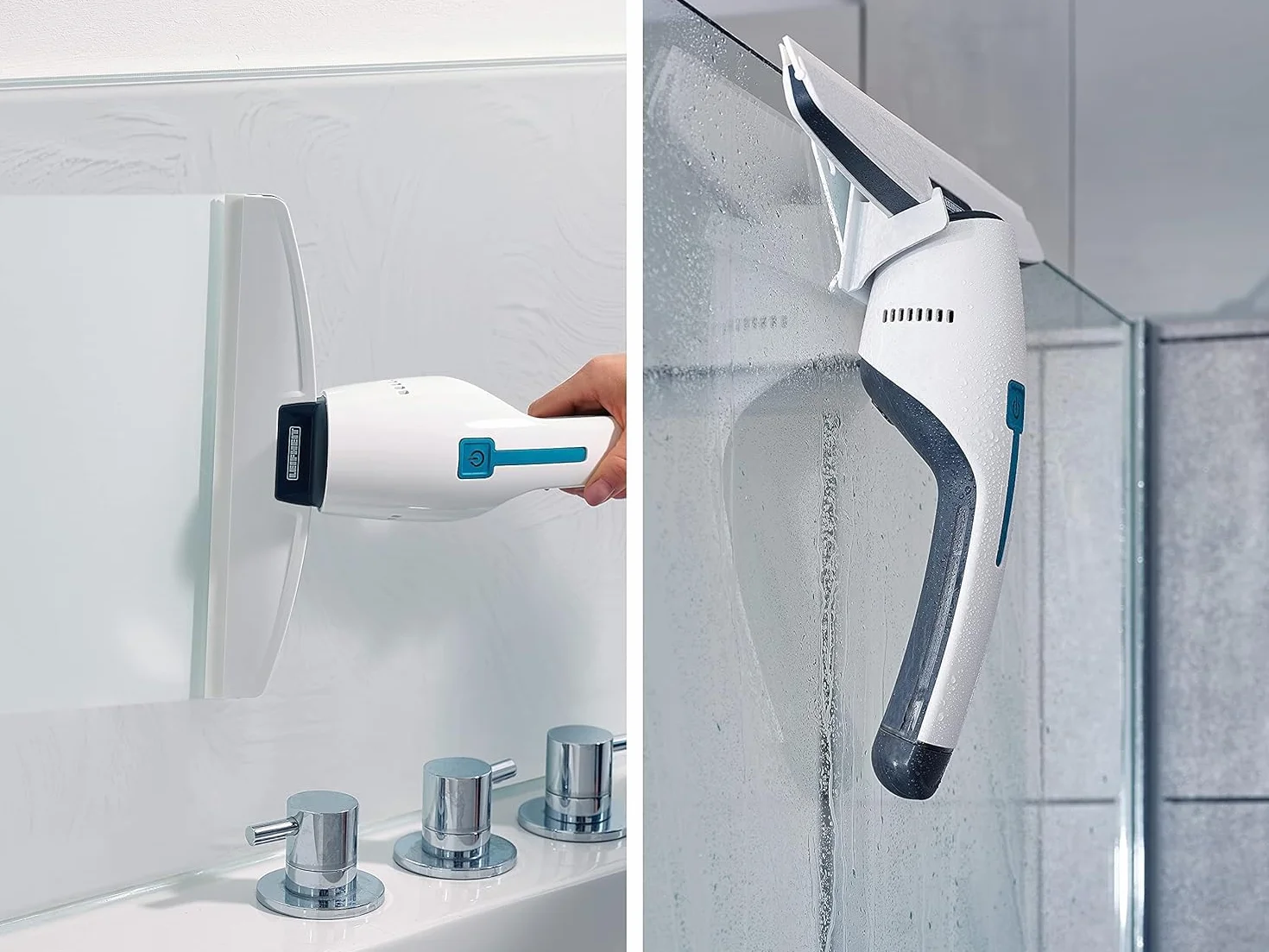 Leifheit Nemo Elektrischer Fensterwischer, Professioneller Trockenwischer 45 Min, Duschabzieher mit Düse und Aufhängehalter