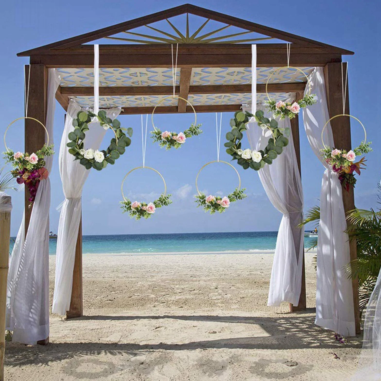 Cerchi in Legno Bambù 10 cm Acchiappasogni, Anelli per Matrimonio, Decorazione Ghirlanda Fai da Te