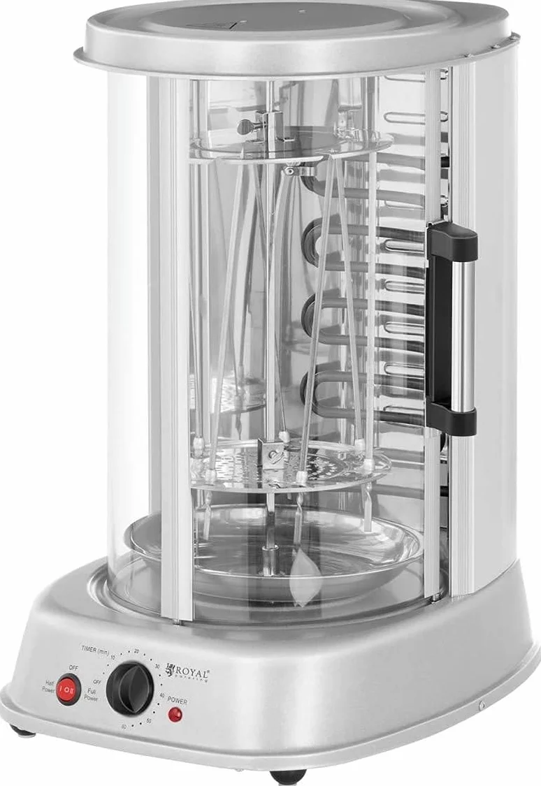 Royal Catering Grill Verticale Elettrico Grill Elettrico Verticale Professionale RCGV-1800-1 (3-in-1, Potenza: 1.800 W, Temperatura fino a 160 °C, Timer di 60 min)