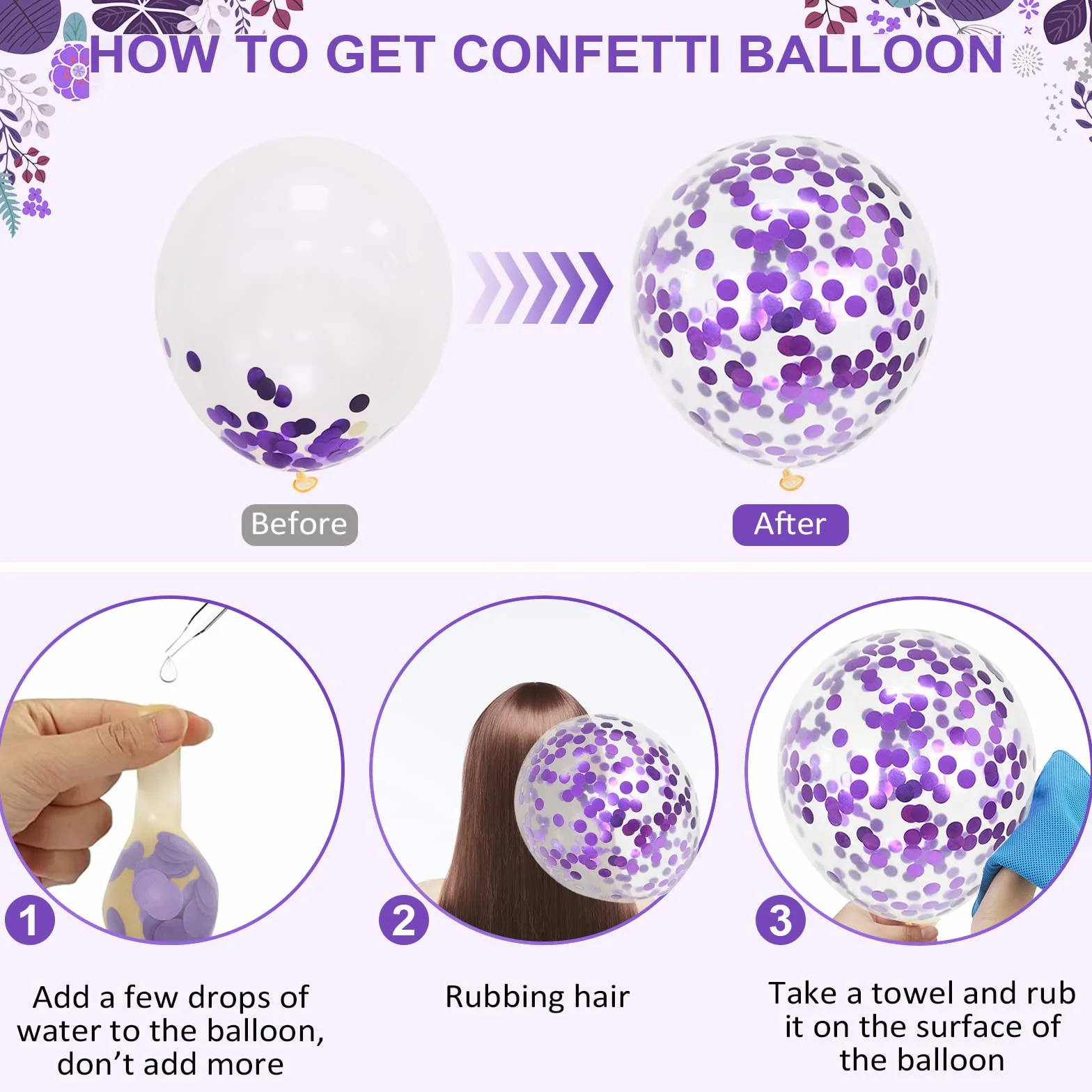 30Pcs Palloncini Viola, 12 Pollici Lilla Confetti Palloncini, Lattice Elio Scuro Lilla e Bianco Palloncini con Compleanno Matrimonio Anniversario Bambini Baby Shower Feste Decorazioni
