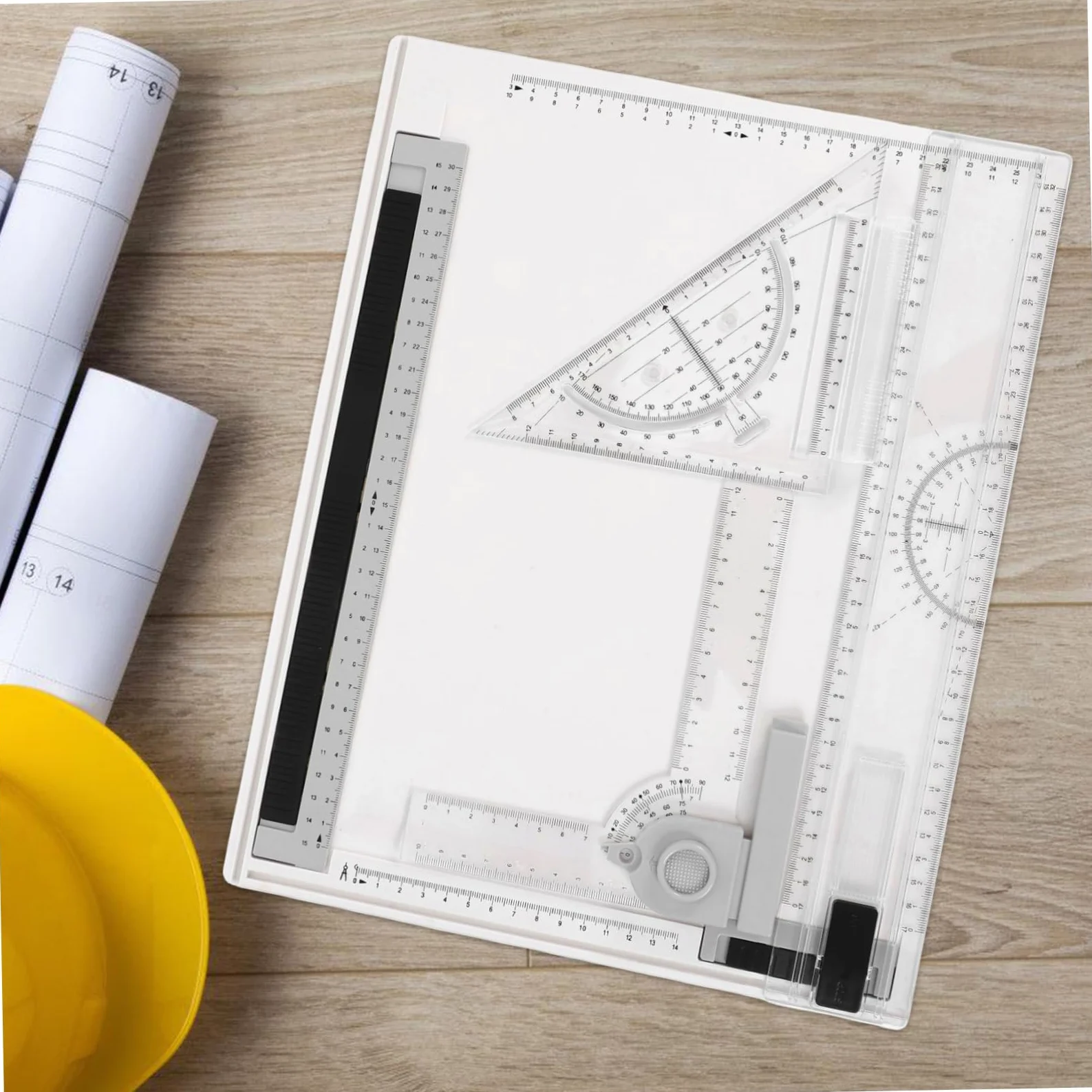 Tavoletta da Disegno A4 Professionale per Architettura, Set 1 | Plastica, Strumenti e Righelli Inclusi, Portatile e Leggera, Scale Precise per Uso Outdoor