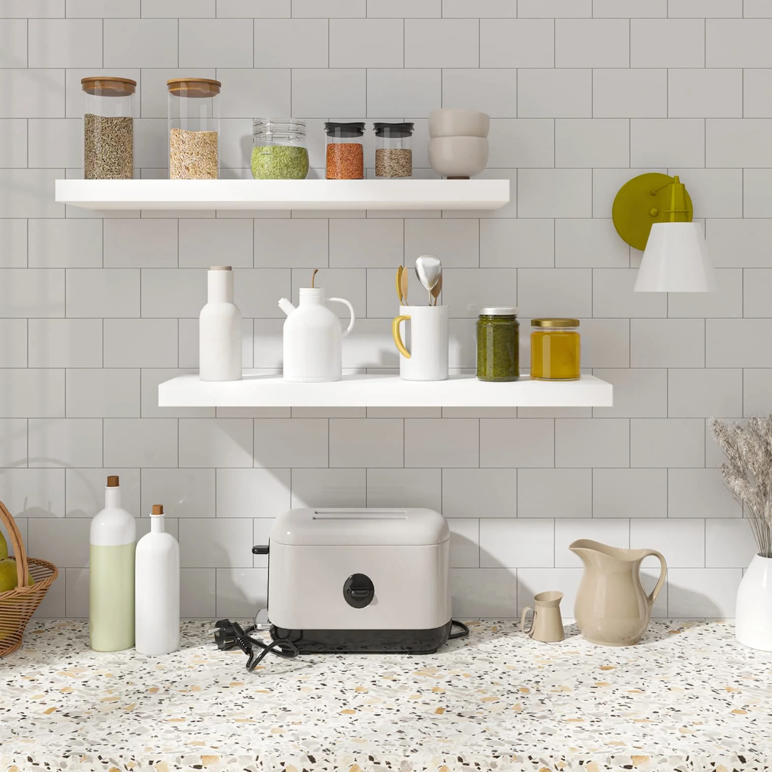 WOLTU Mensola da Parete in Legno MDF Bianca set di 2