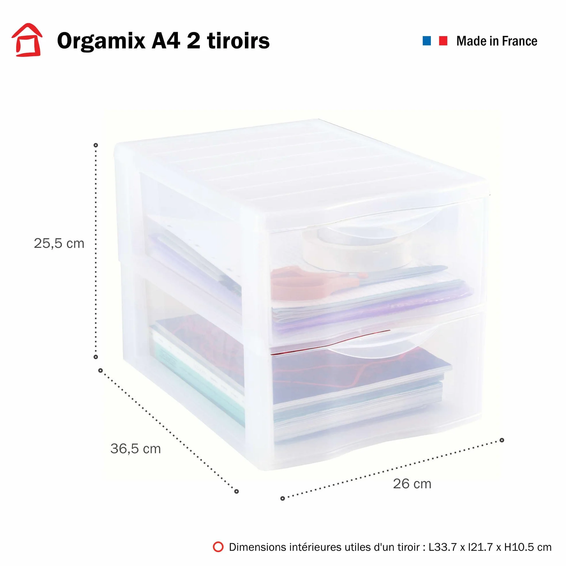 Sundis Orgamix A4 2 Cassetti 36 x 26 x 25.5 cm