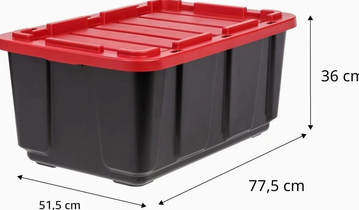 Iris Ohyama, Scatole Pieghevoli, 100L, Set di 3, Nero, Compact, Solido, Impilabile, Per Garage, Scaffali, Scatola Organizer, Plastica, Contenitore, UTB-27
