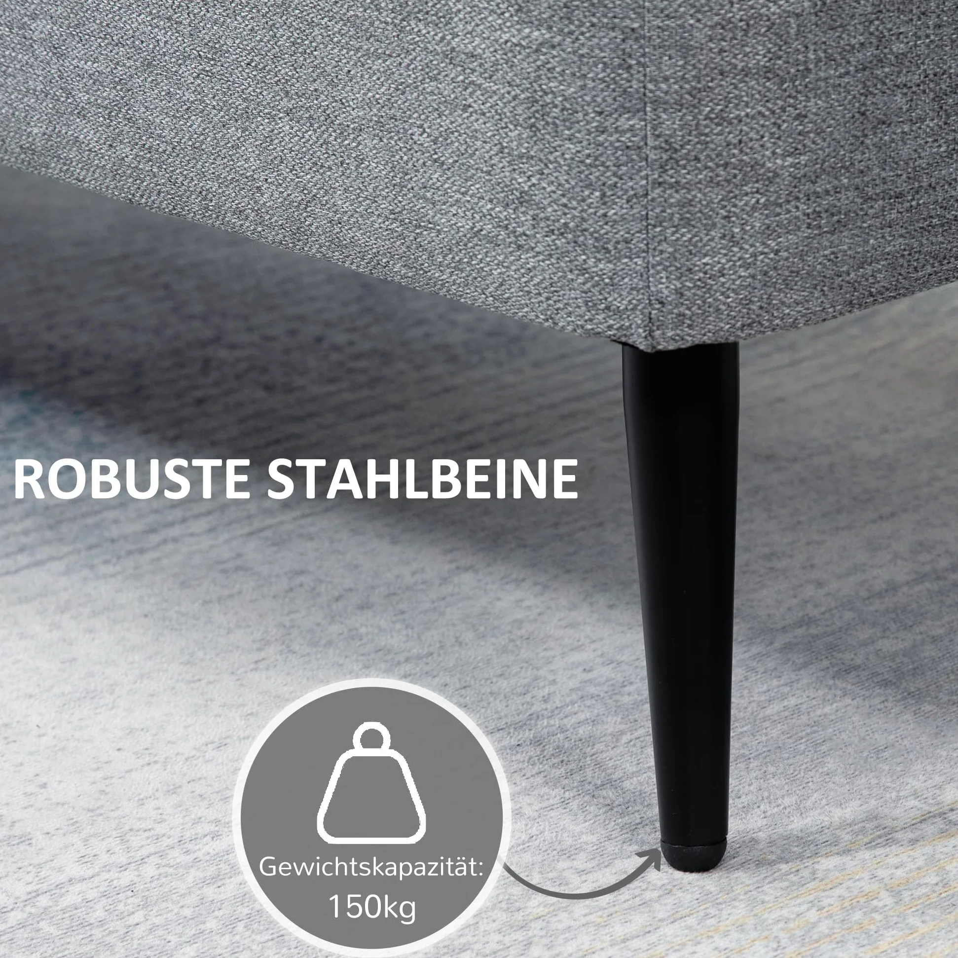 HOMCOM Panca Contenitore Rivestita in Tessuto, Effetto Velluto, Cassapanca con Contenitore Imbottita, per Camera da Letto, Soggiorno e Ingresso, 101x38.5x44.5 cm, Grigio