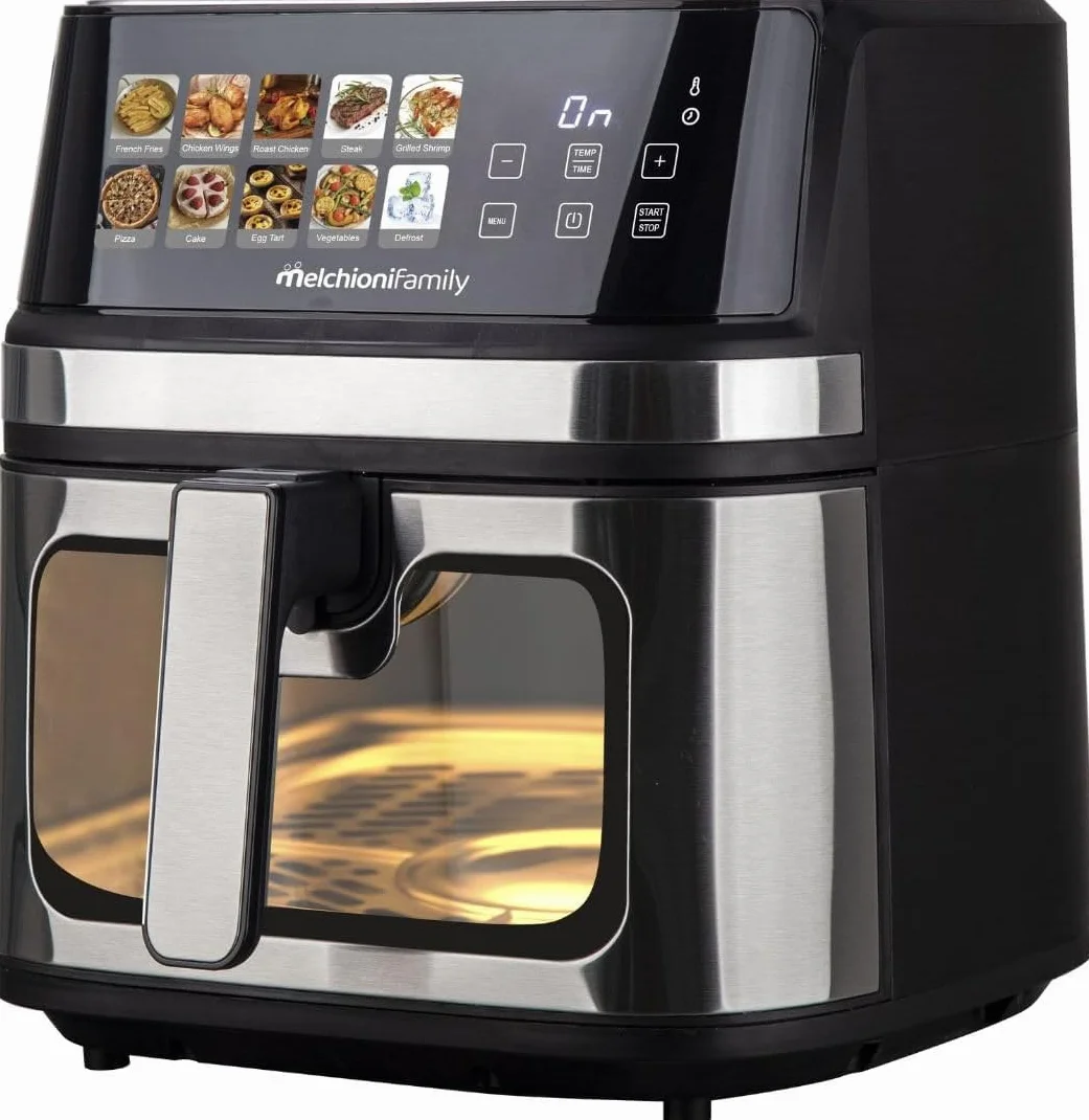 Melchioni Gaia Plus Friggitrice ad Aria 8 Litri 2200 Watt Display LED 10 Programmi Timer 60 Minuti Vetro Ricondizionato