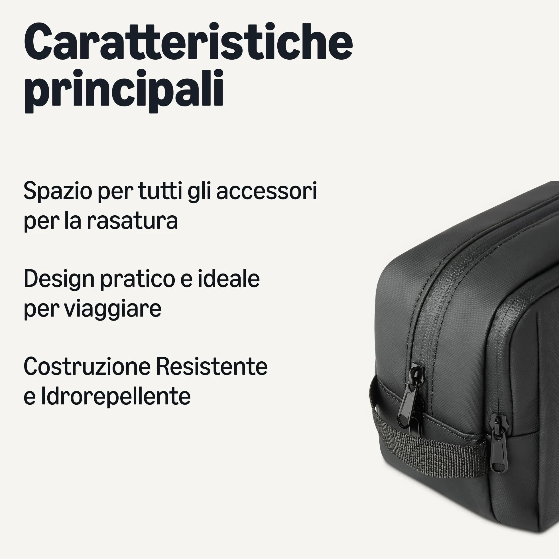 Amazon Essentials Borsa da toilette da viaggio dopp kit grandi dimensioni 25,4 cm Nero