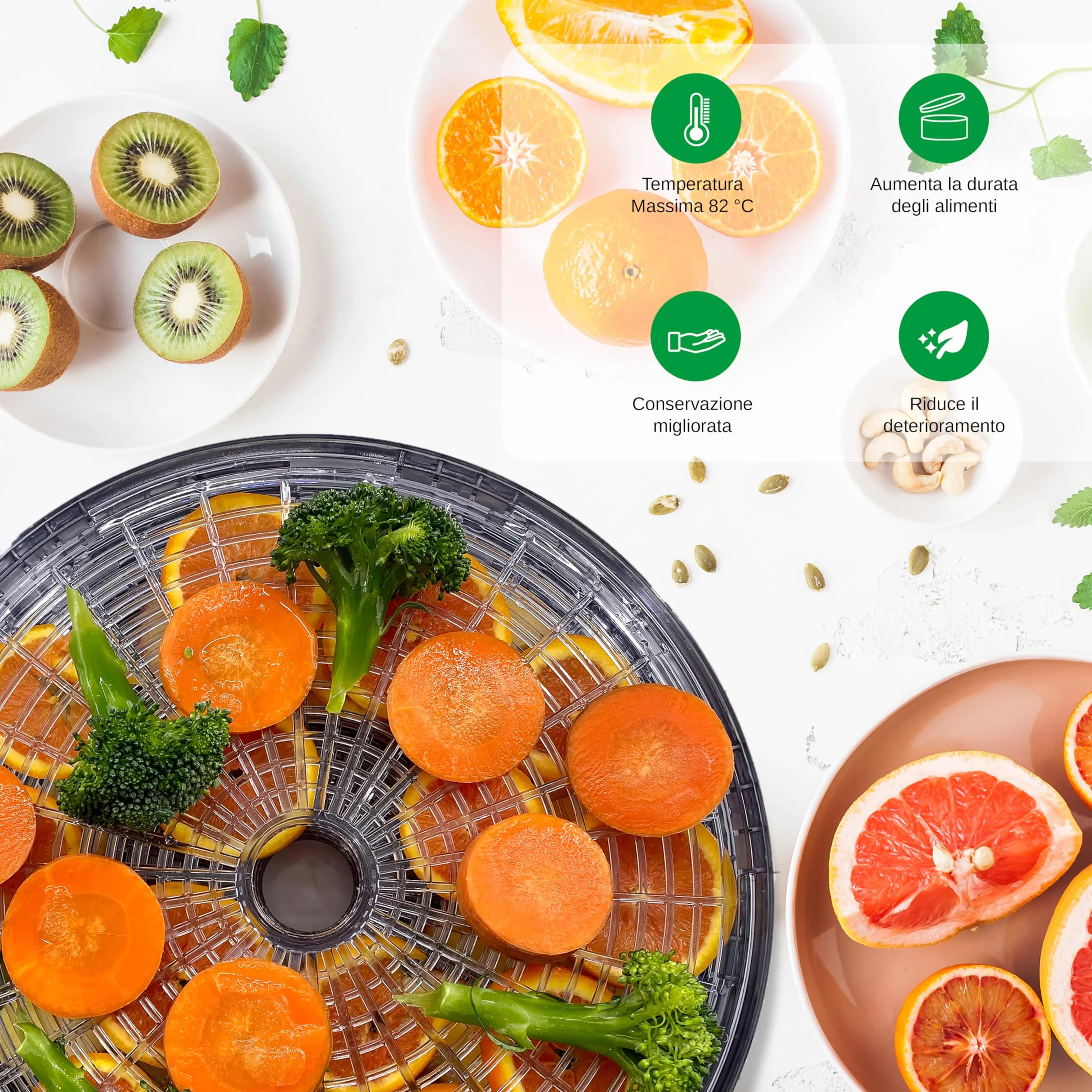NutriChef Essiccatore Alimentare 5 Ripiani per Carne, Funghi, Frutta e Verdura con Circolazione Aria Calda, Facile da Pulire, Essiccatore Domestico Compatto