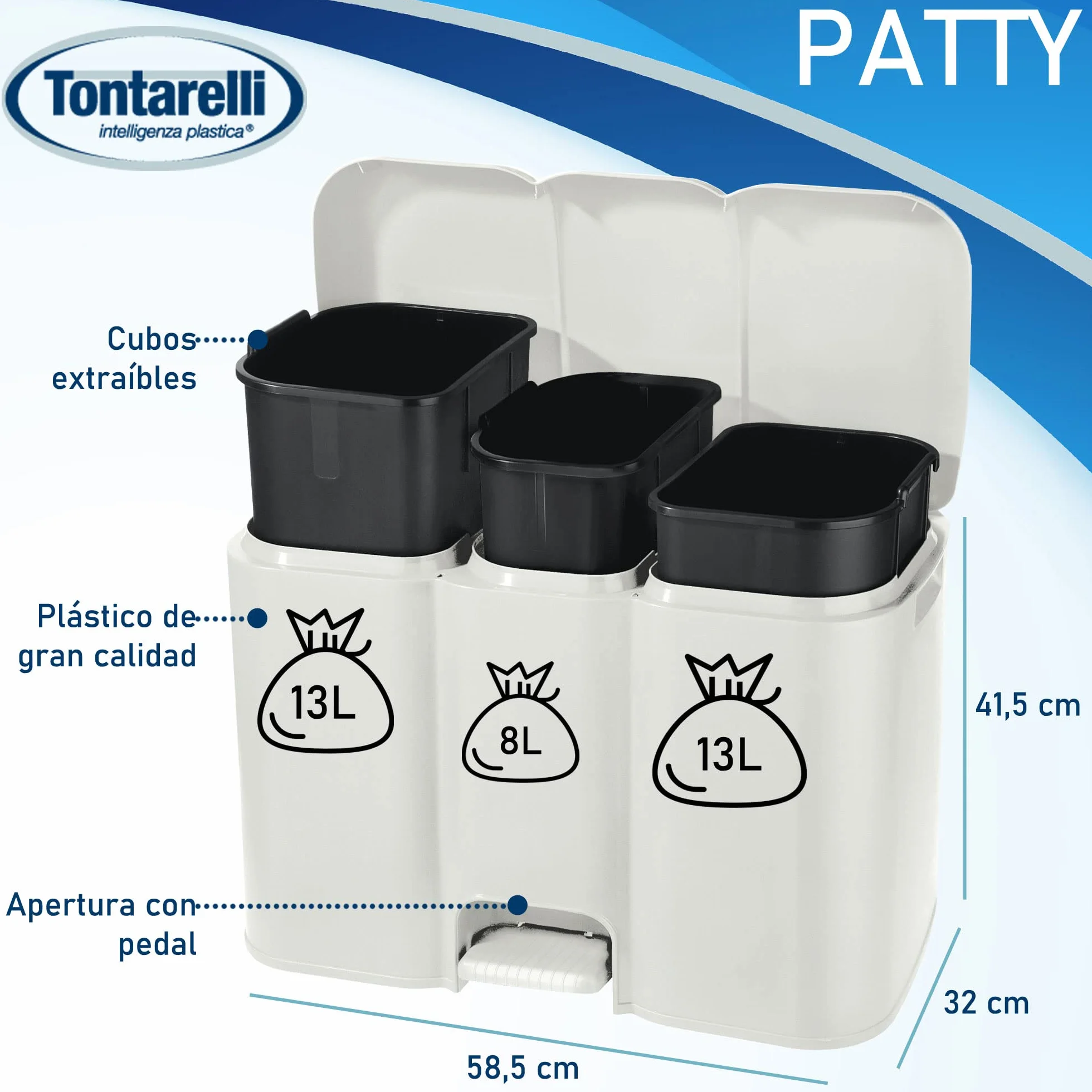 Tontarelli Patty 3 - Pattumiera per Raccolta differenziata