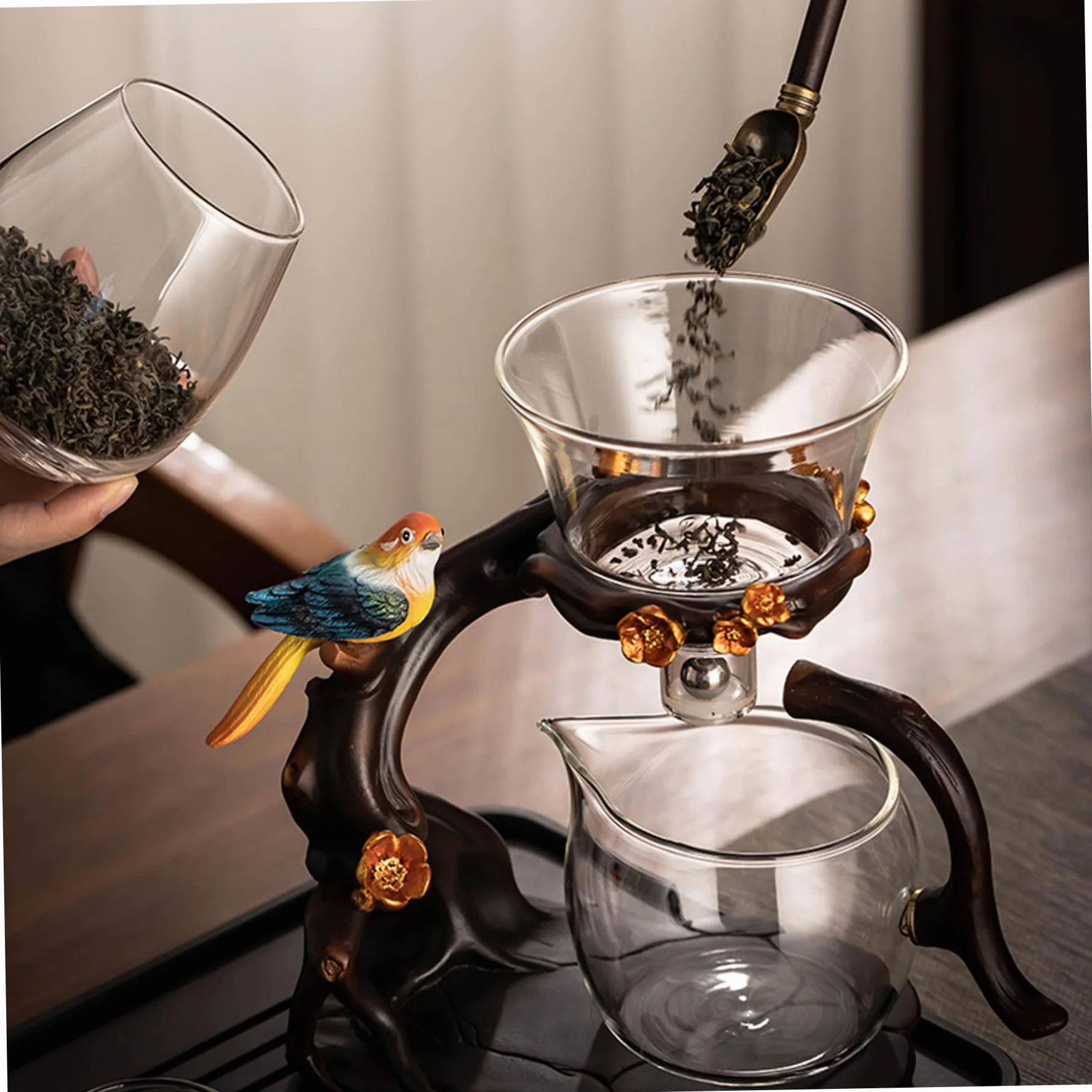 Teiera magnetica in vetro borosilicato alto con infuser 300 ml 460 ml set da tè semi-automatico