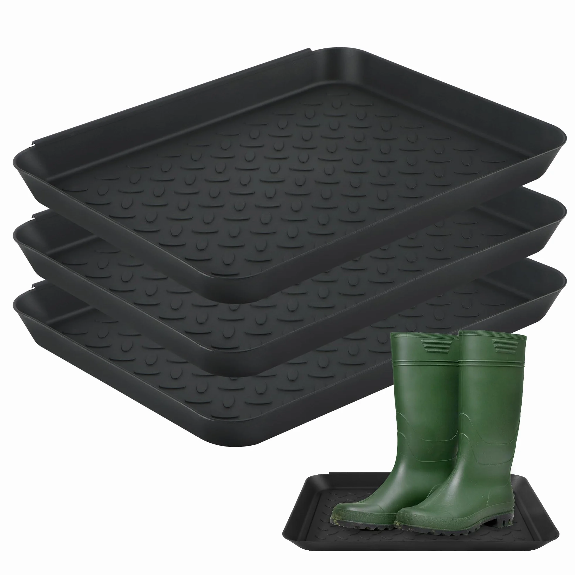 Tappetino Scolapioggia in Plastica Resistente 3 Pezzi 35 x 27,5 x 3 cm