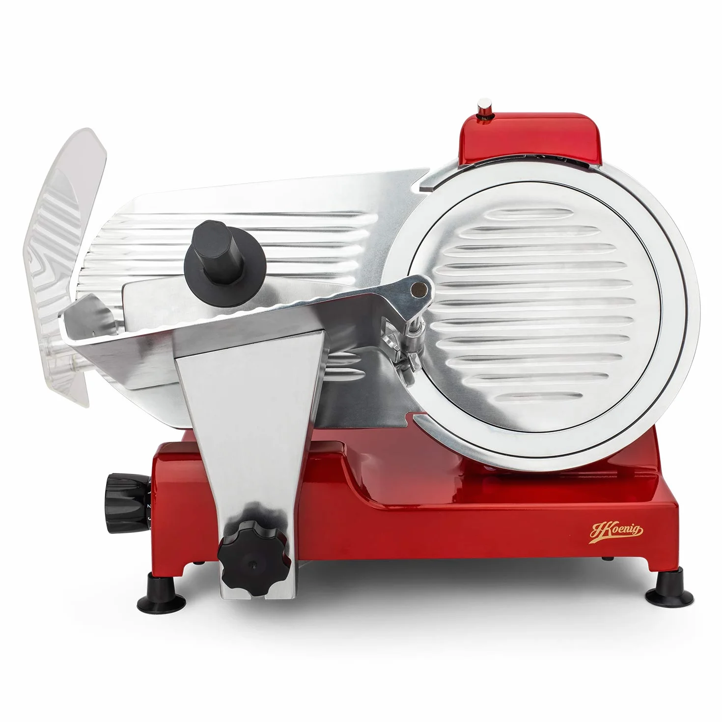 h.koenig Affettatrice Elettrica Professionale MSX254 per Salumi,Pane,Formaggio,240W,Lama Italiana 25cm,Spessore 0-12 mm,Affilatore Integrato,282RPM