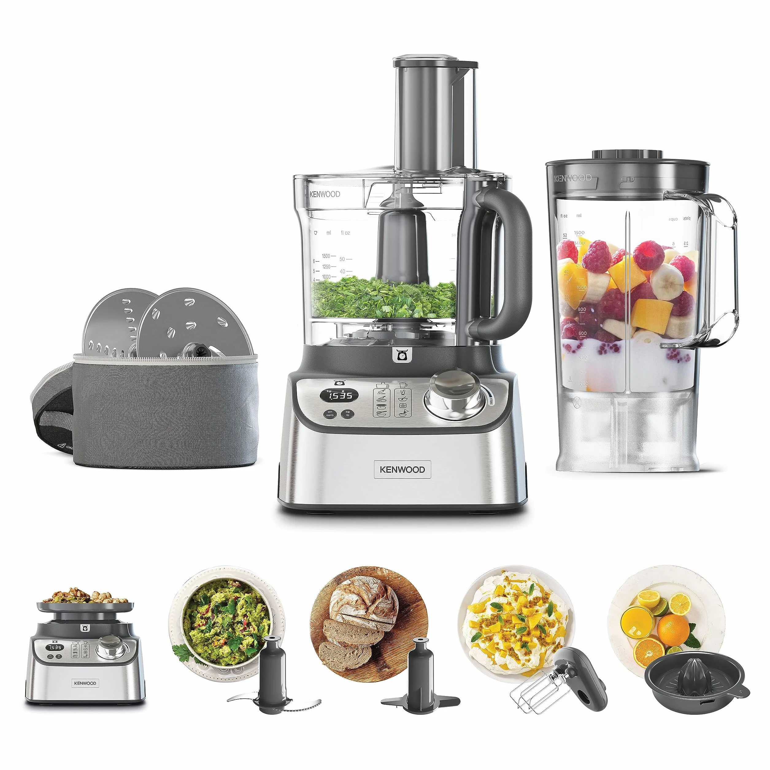 Kenwood FDM71.450SS MultiPro Express Weigh Robot da Cucina con 8 Accessori Dedicati, Velocità Regolabile con Funzione Pulse, Bilancia Digitale Integrata, Capacità 3L, , Argento
