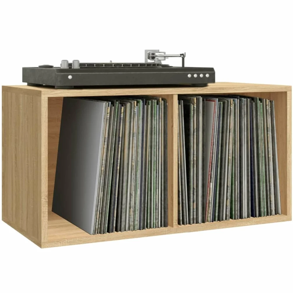 Armadi e stoccaggio,Armadi e rack di archiviazione multimediale,Scatola di immagazzinaggio in vinile Rovere Sonoma 71x34x36 cm Legno ingegnerizzato