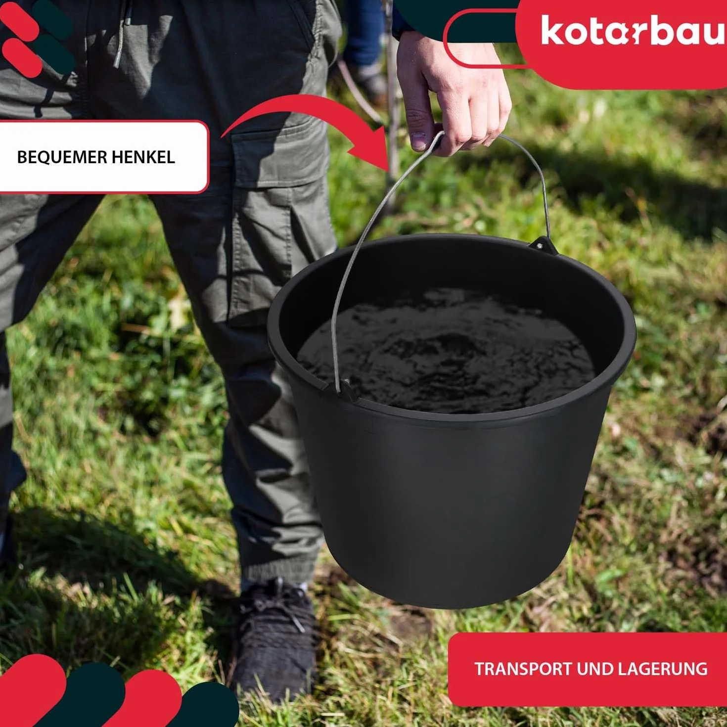 KOTARBAU Set di 10 secchi da costruzione, 16 l, in plastica, colore: nero